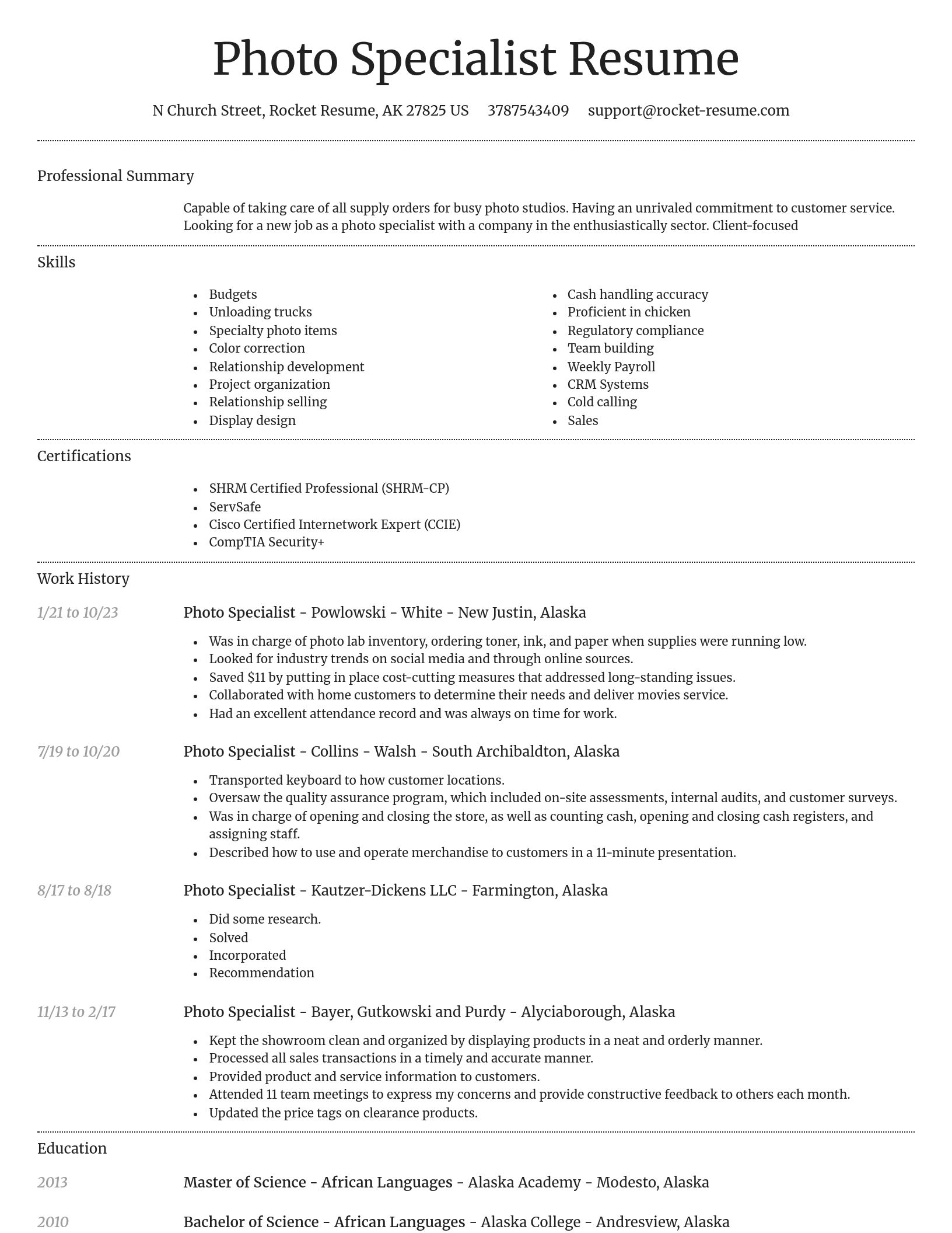 Dignified resume template