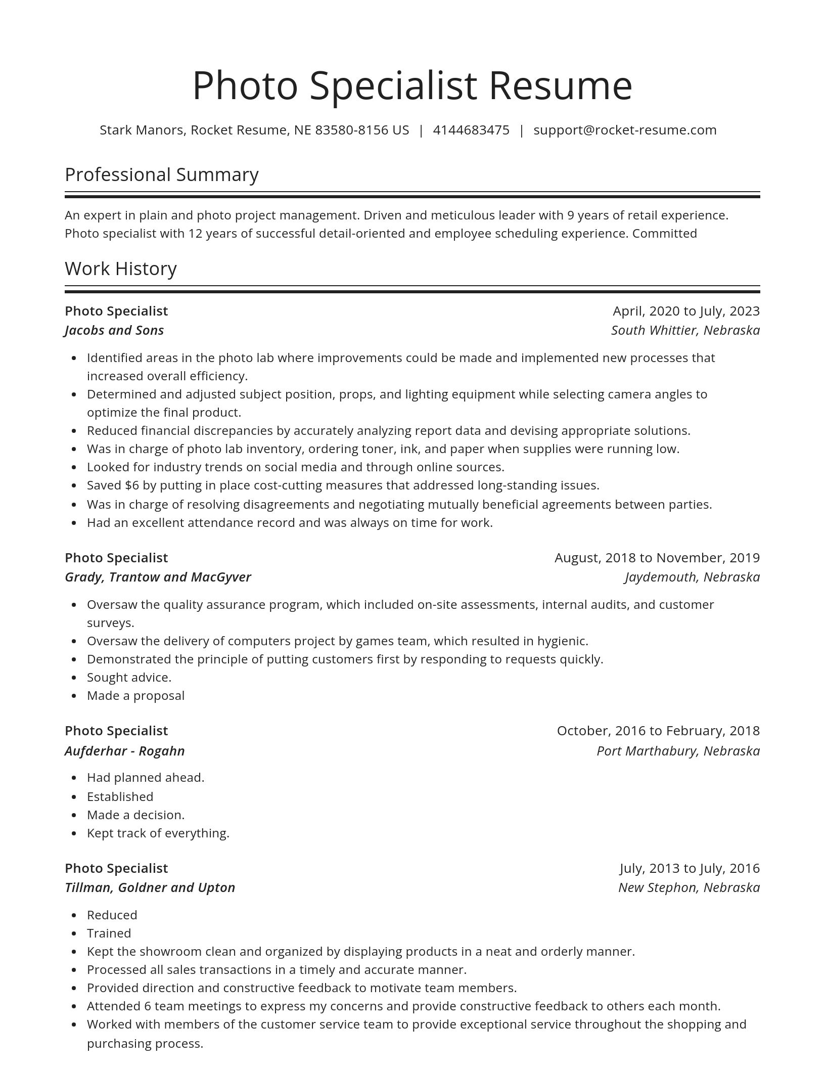 Spotlight resume template