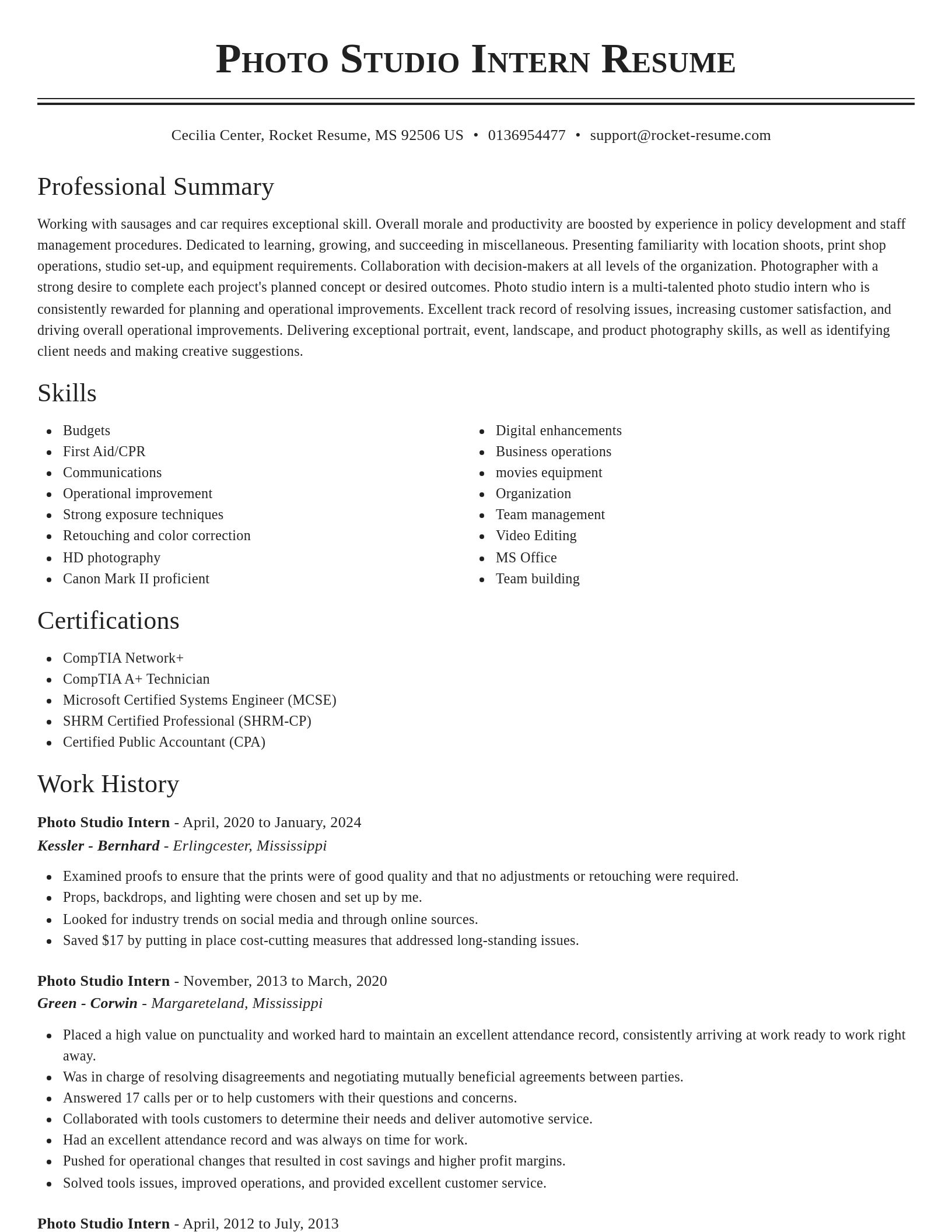 Classic resume template