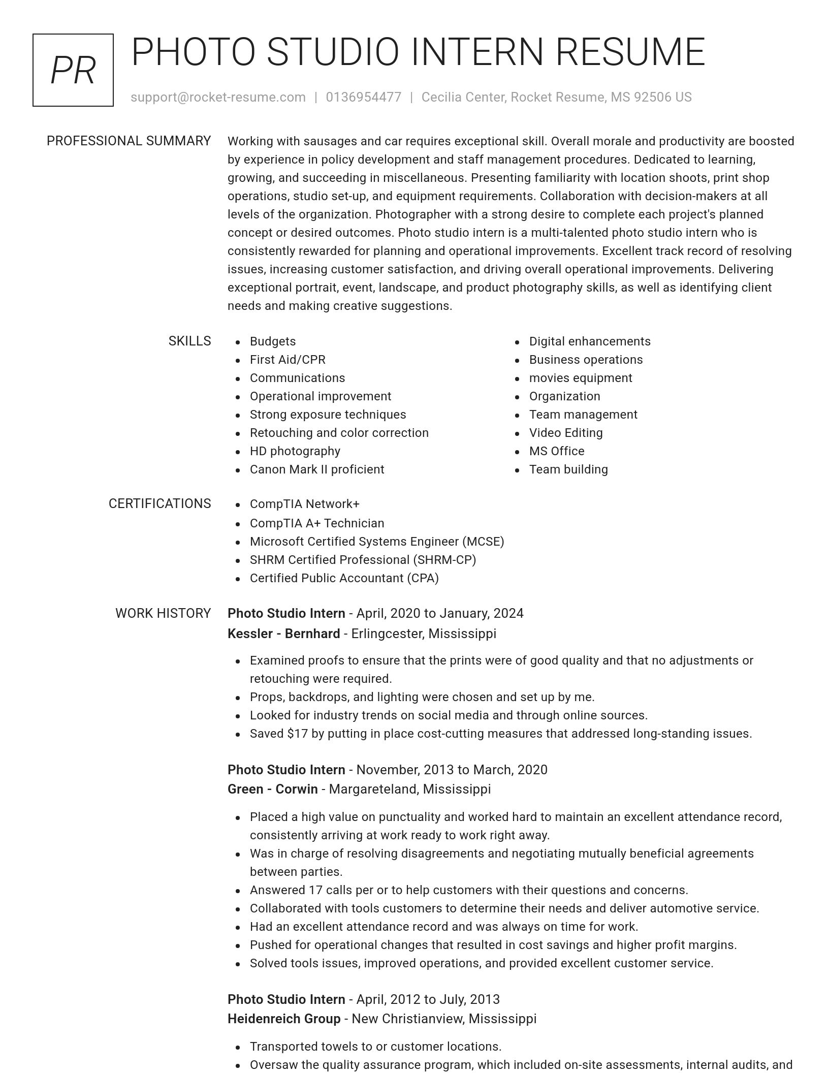 Renowned resume template