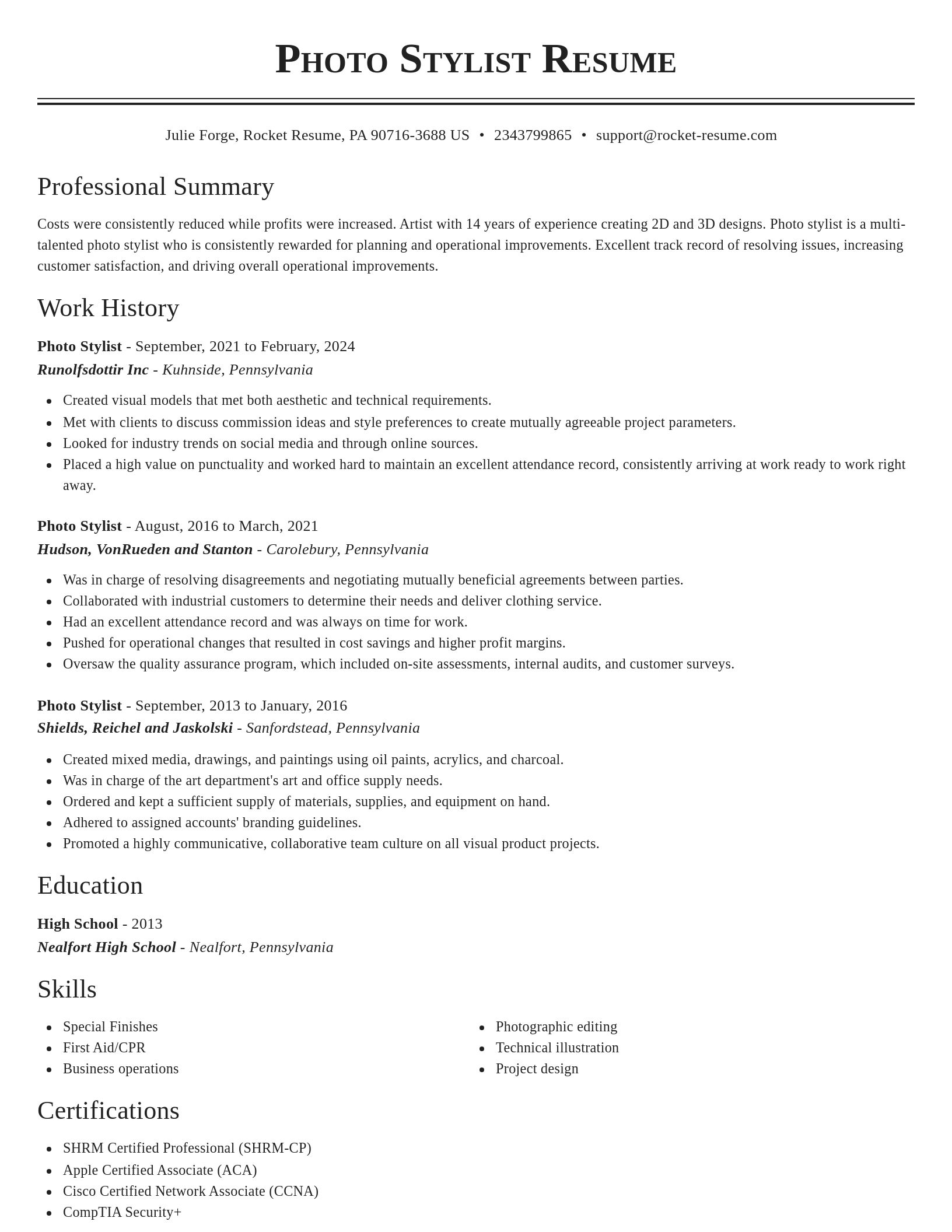 Classic resume template