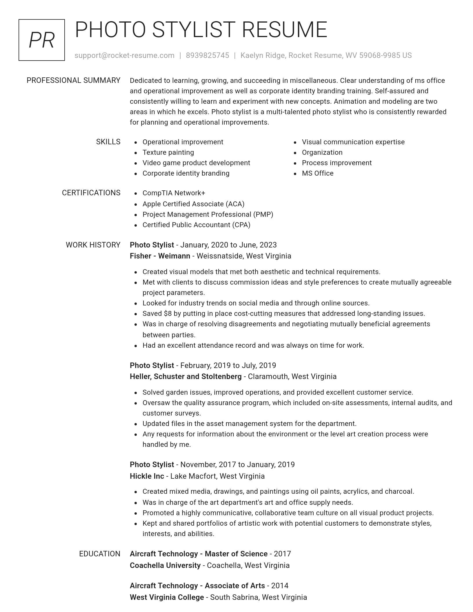 Renowned resume template