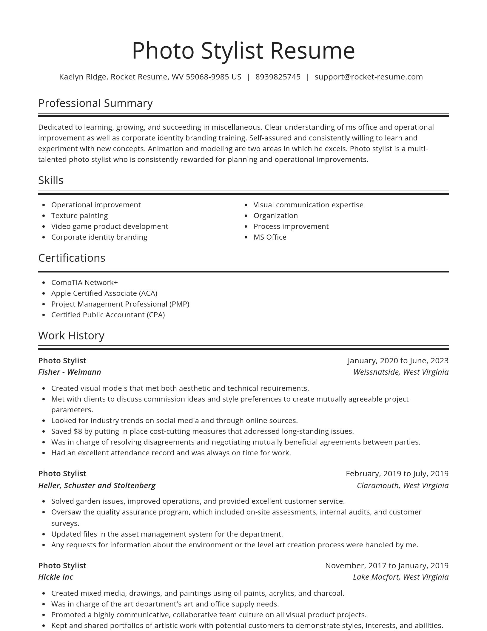 Spotlight resume template