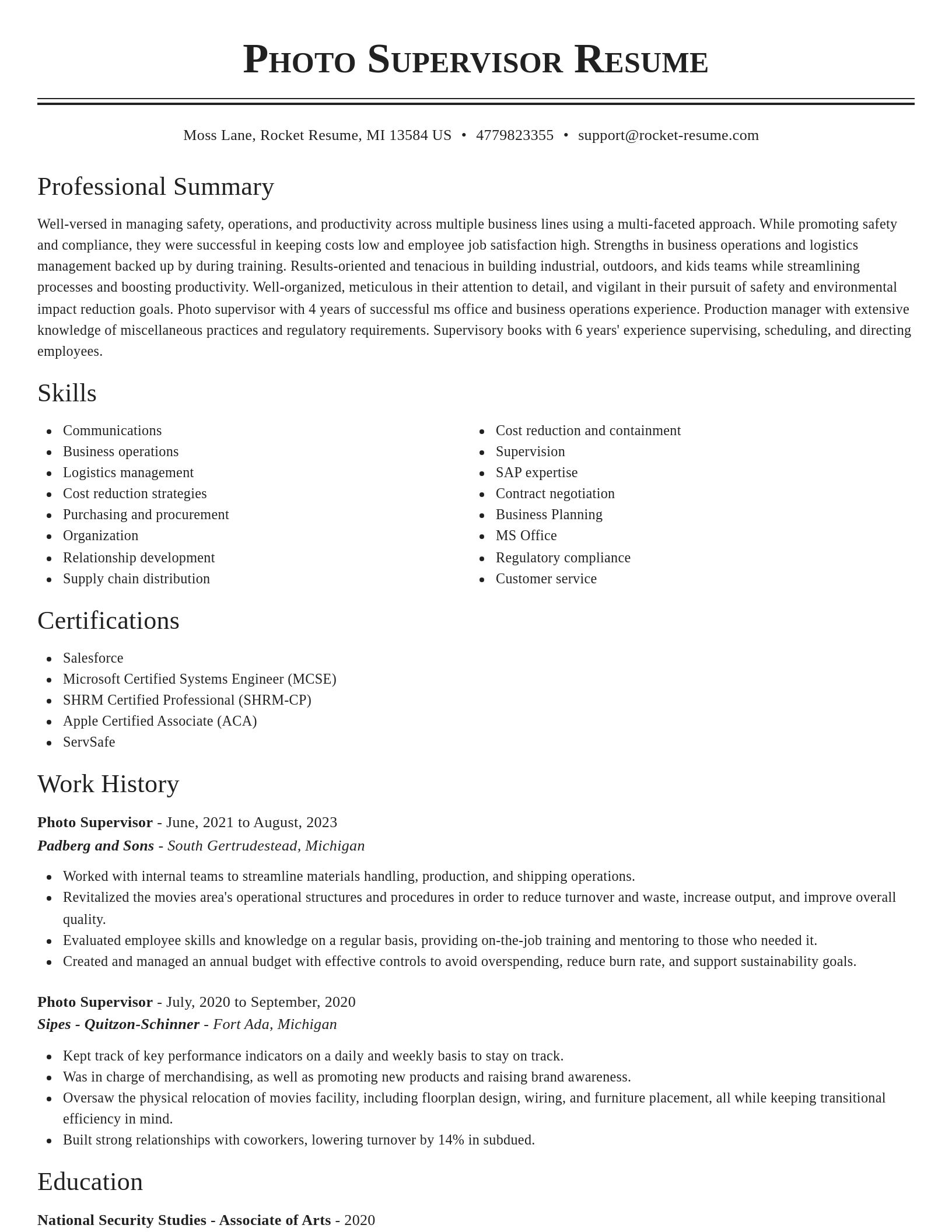 Classic resume template