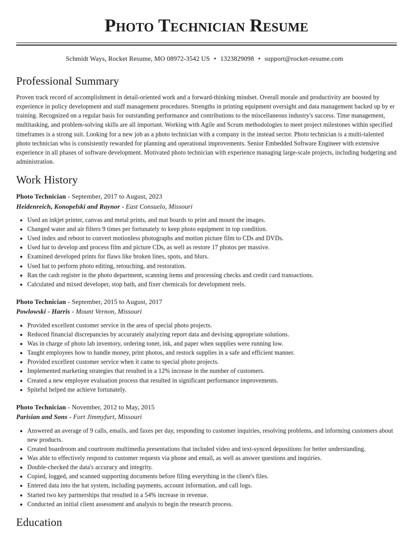 Classic resume template