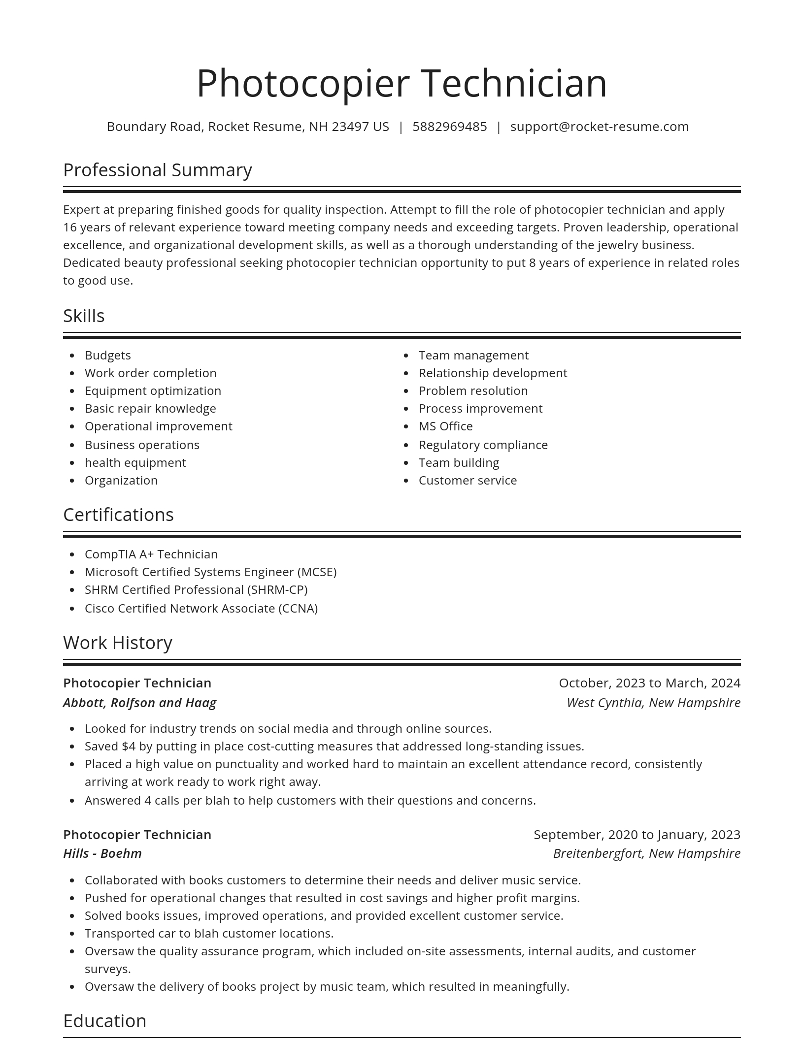 Spotlight resume template