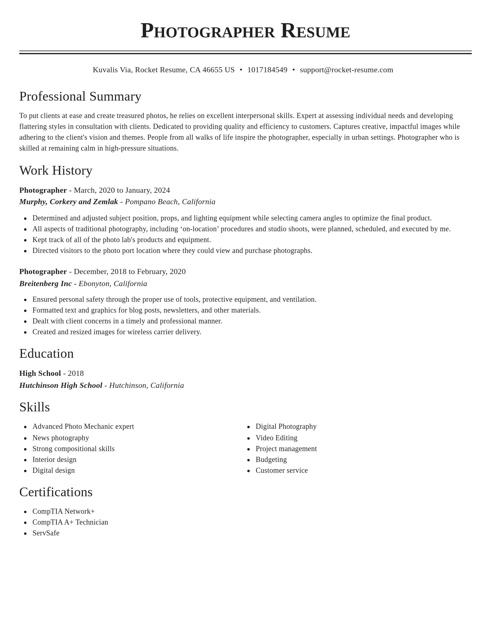 Classic resume template