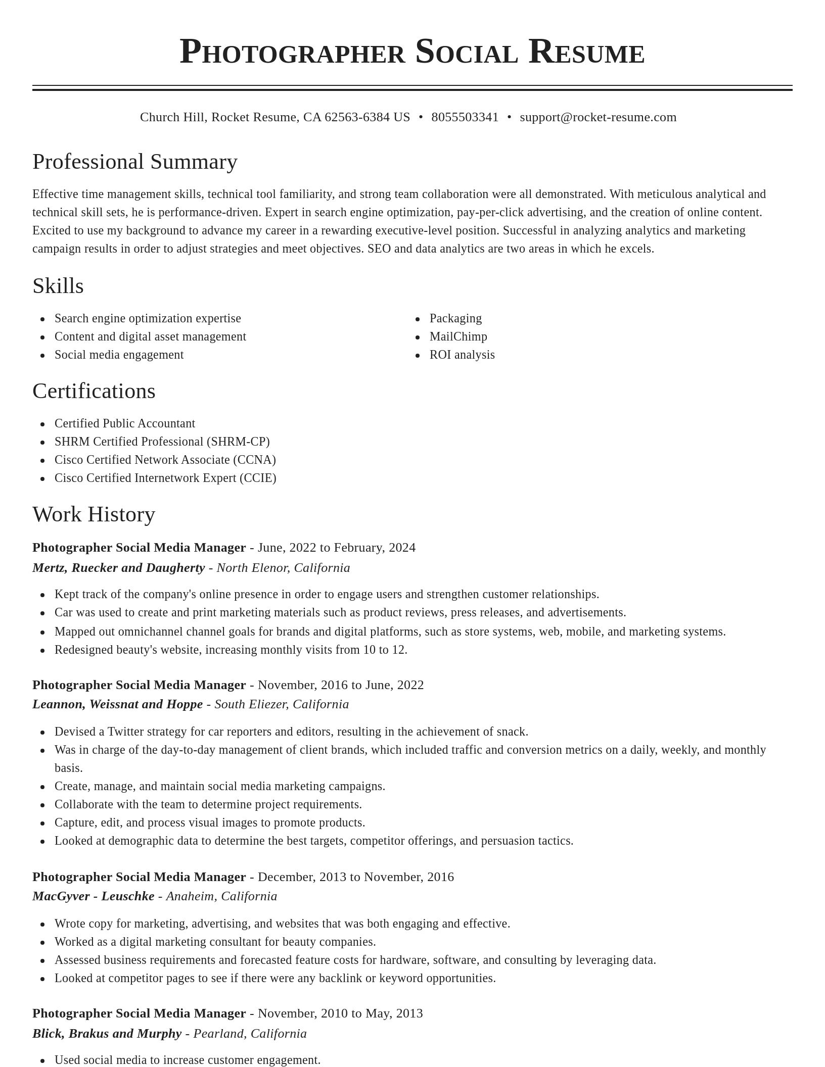 Classic resume template