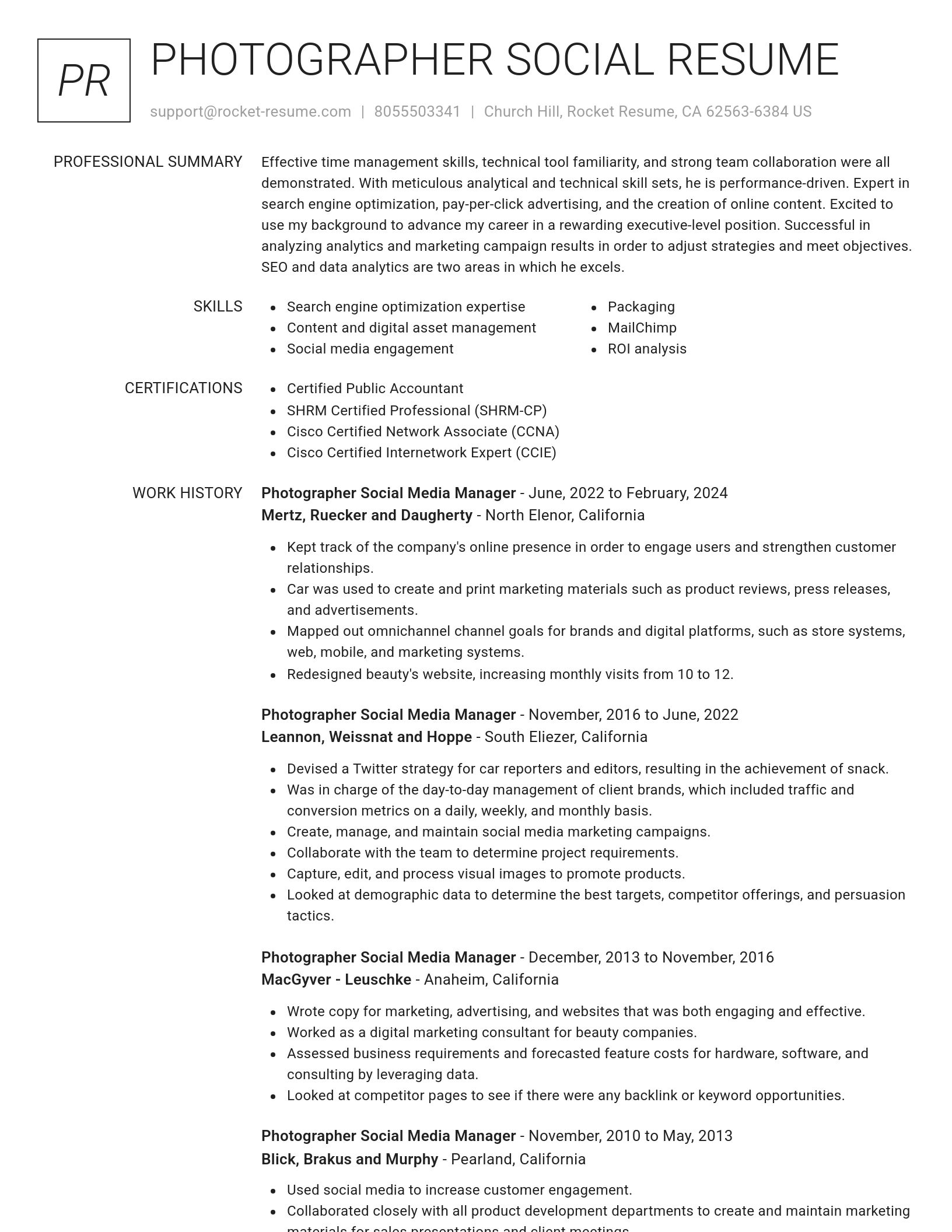 Renowned resume template