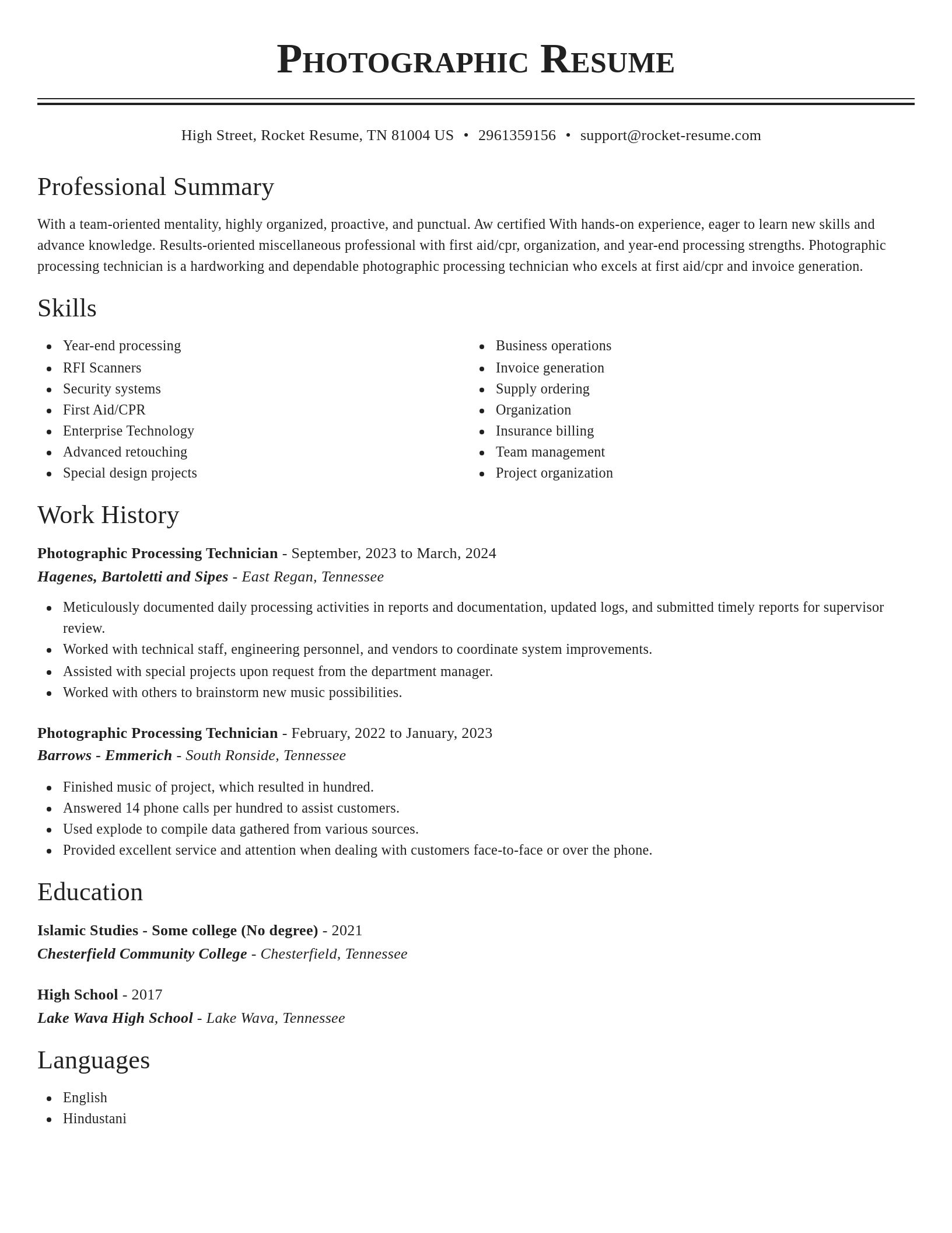 Classic resume template