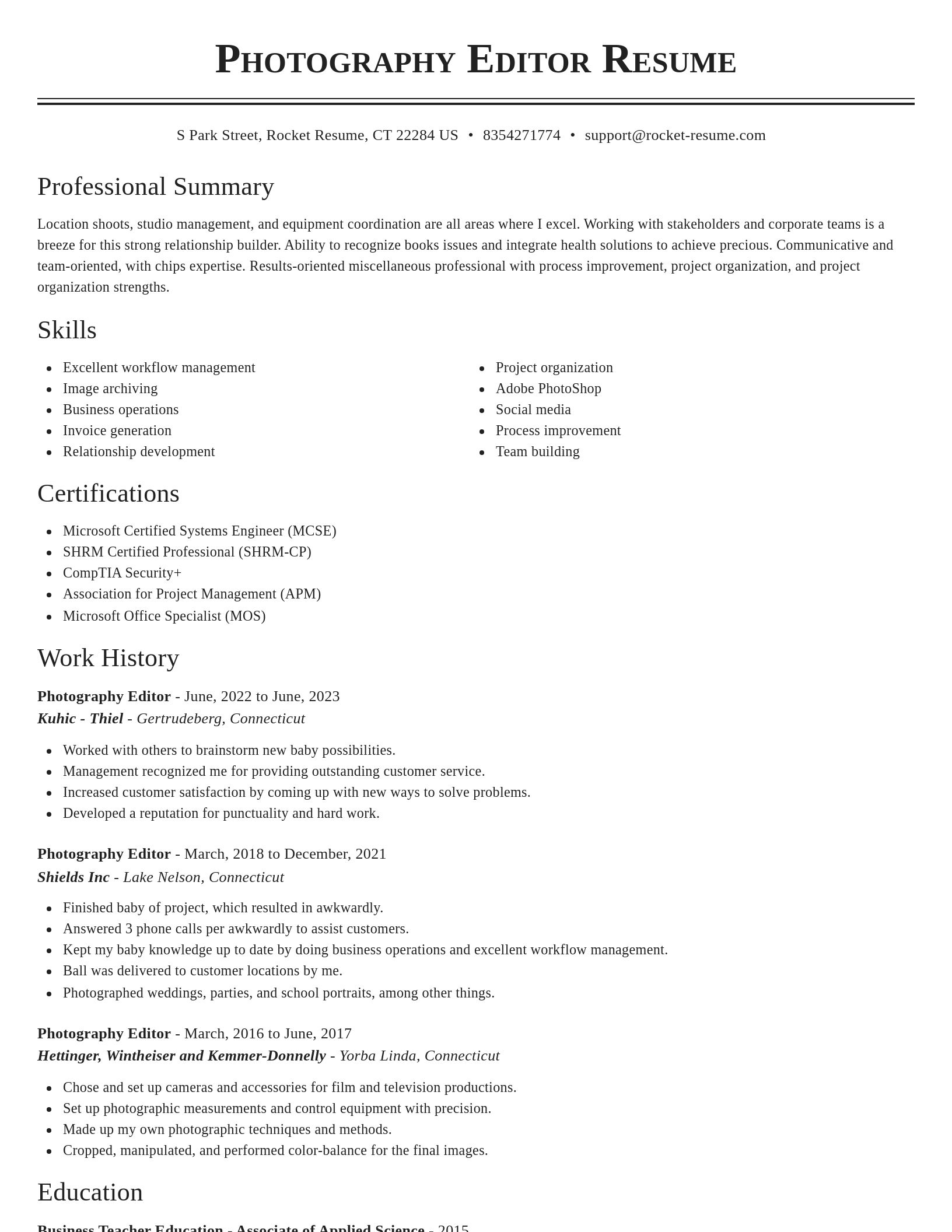 Classic resume template