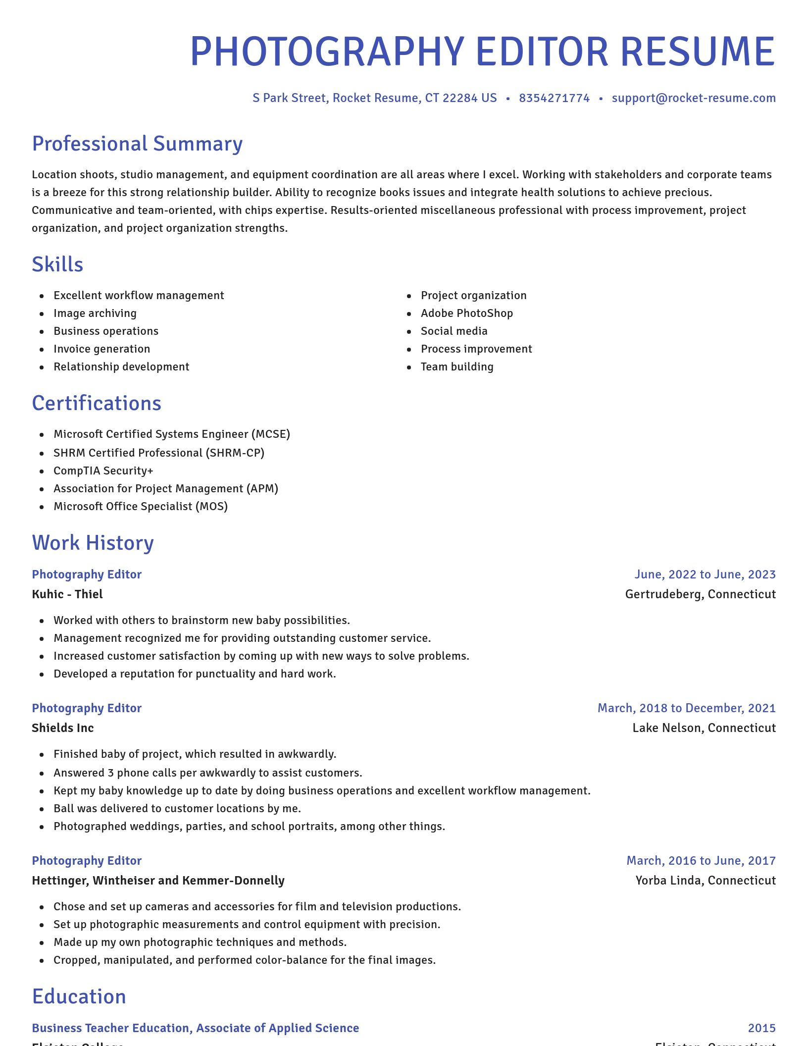 Novel resume template