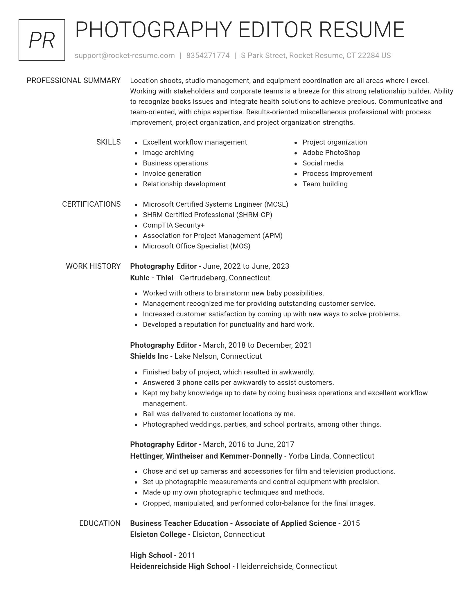 Renowned resume template