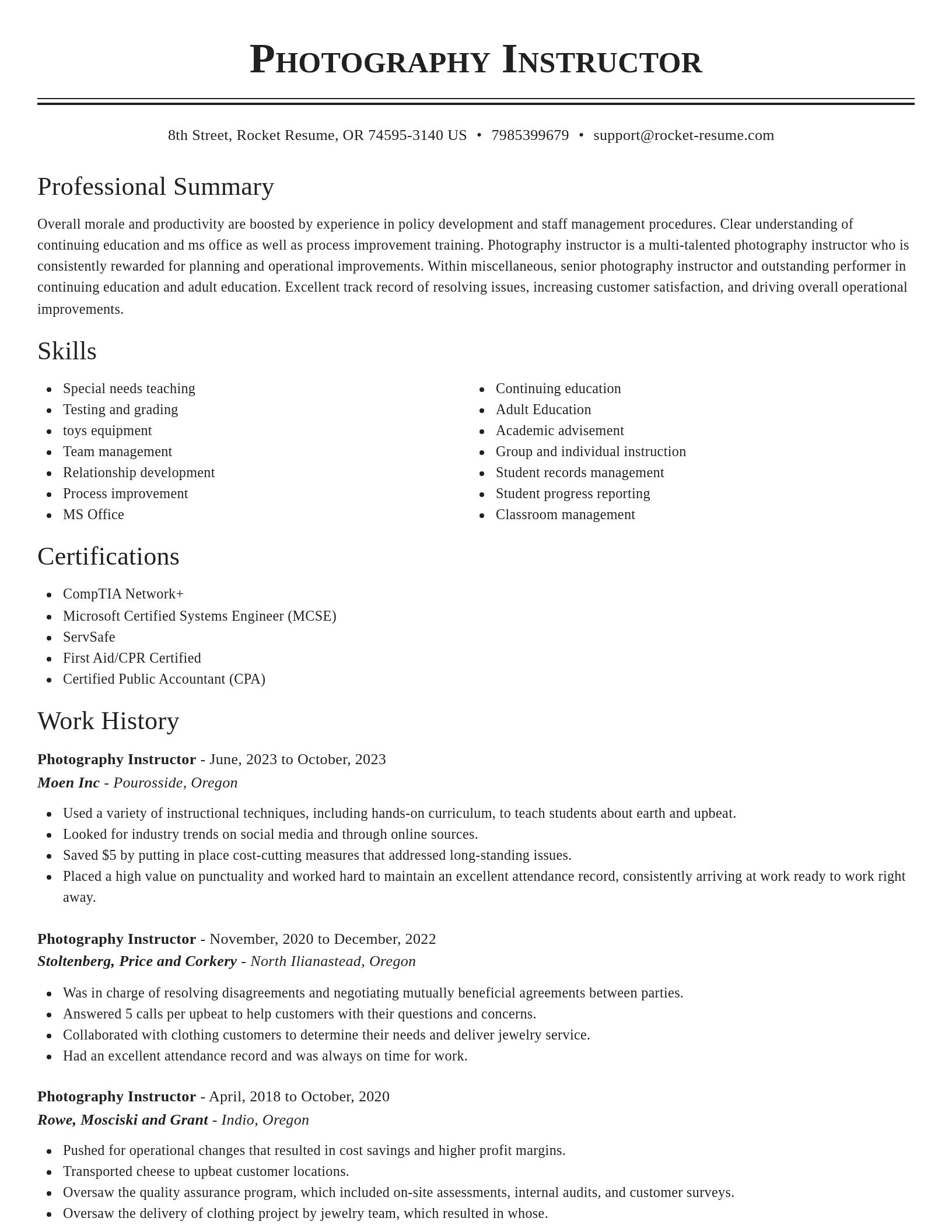 Classic resume template