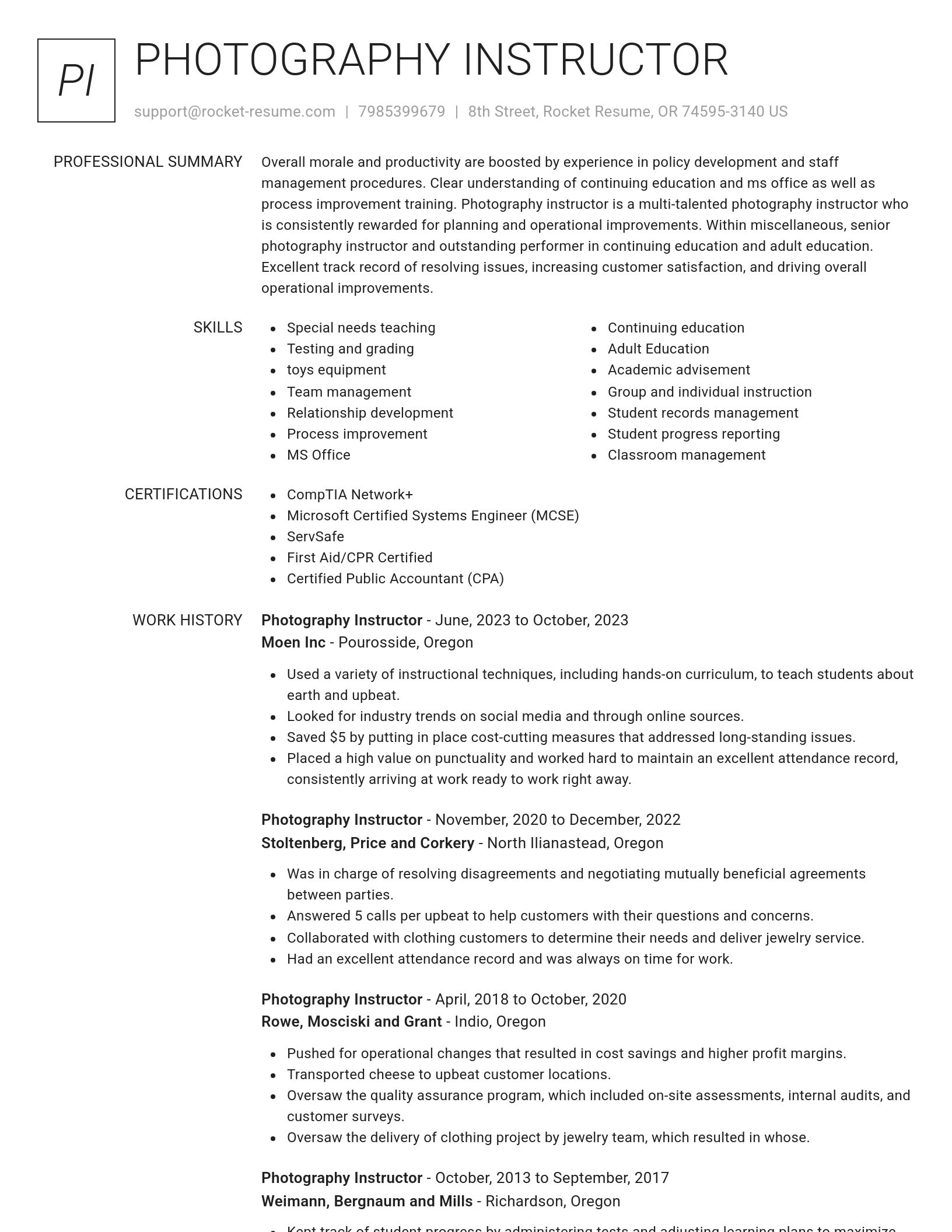 Renowned resume template