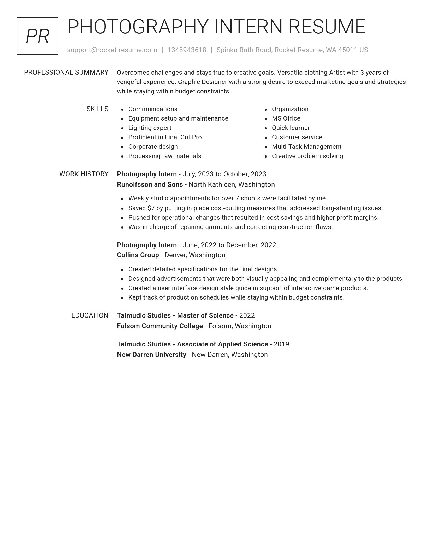 Renowned resume template