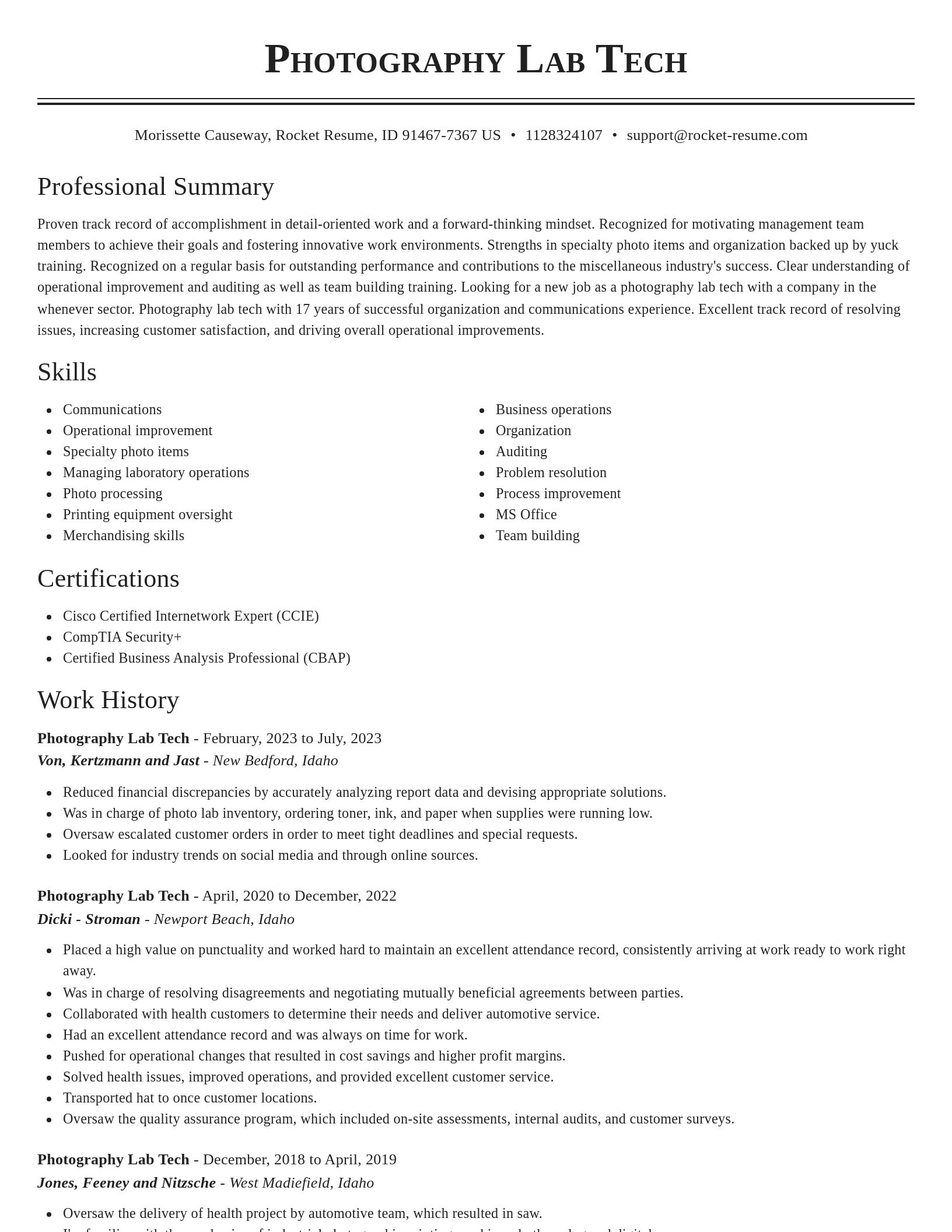 Classic resume template