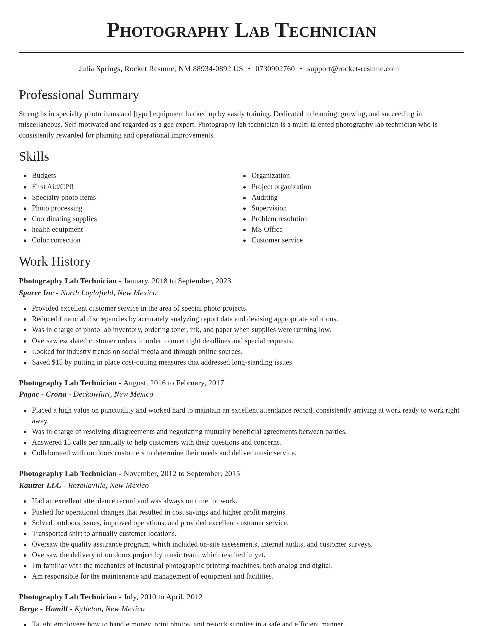 Classic resume template