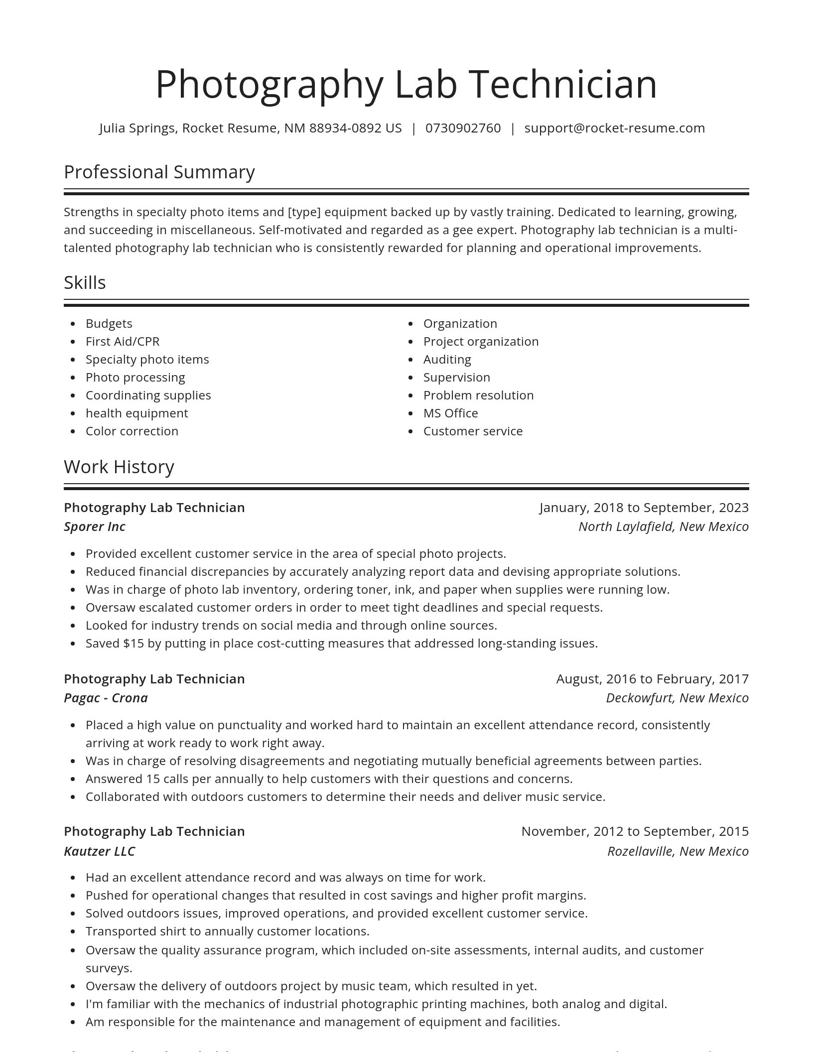 Spotlight resume template