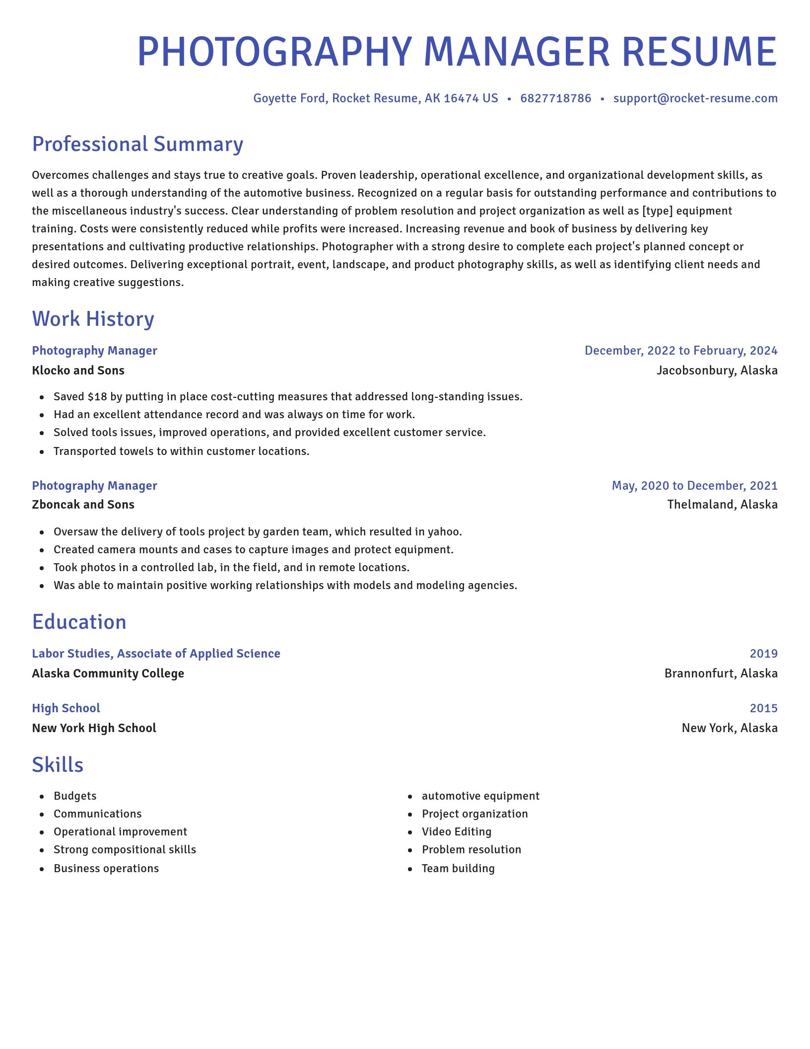 Novel resume template