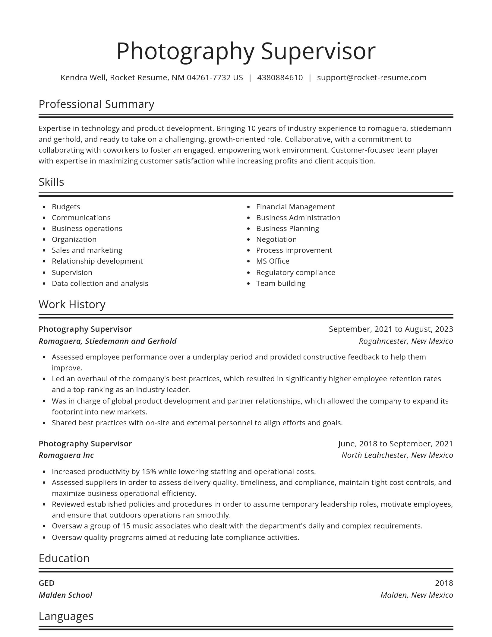 Spotlight resume template
