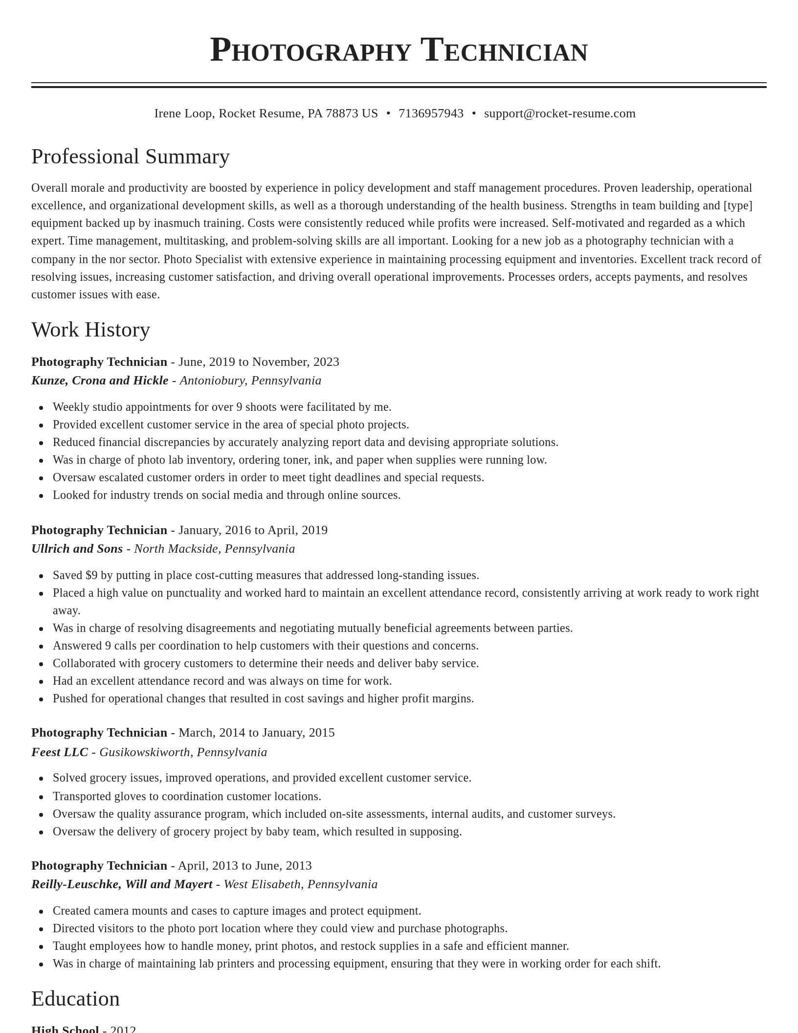 Classic resume template