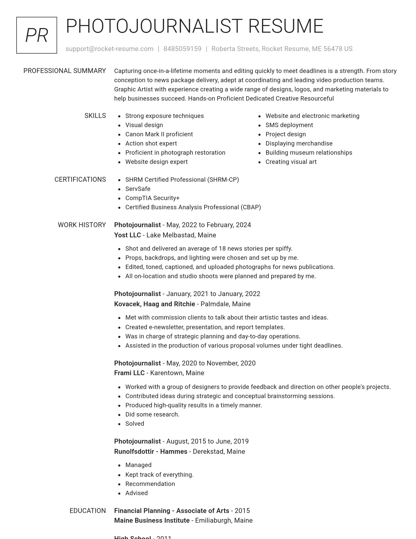 Renowned resume template