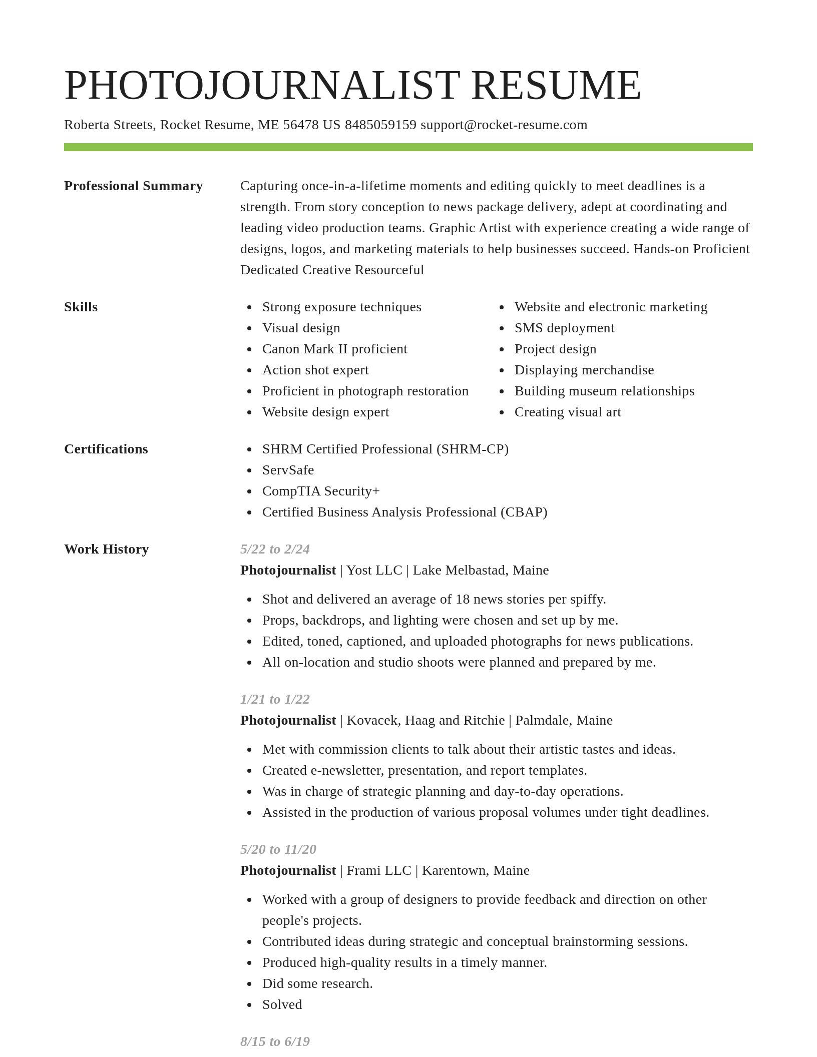 Smart resume template