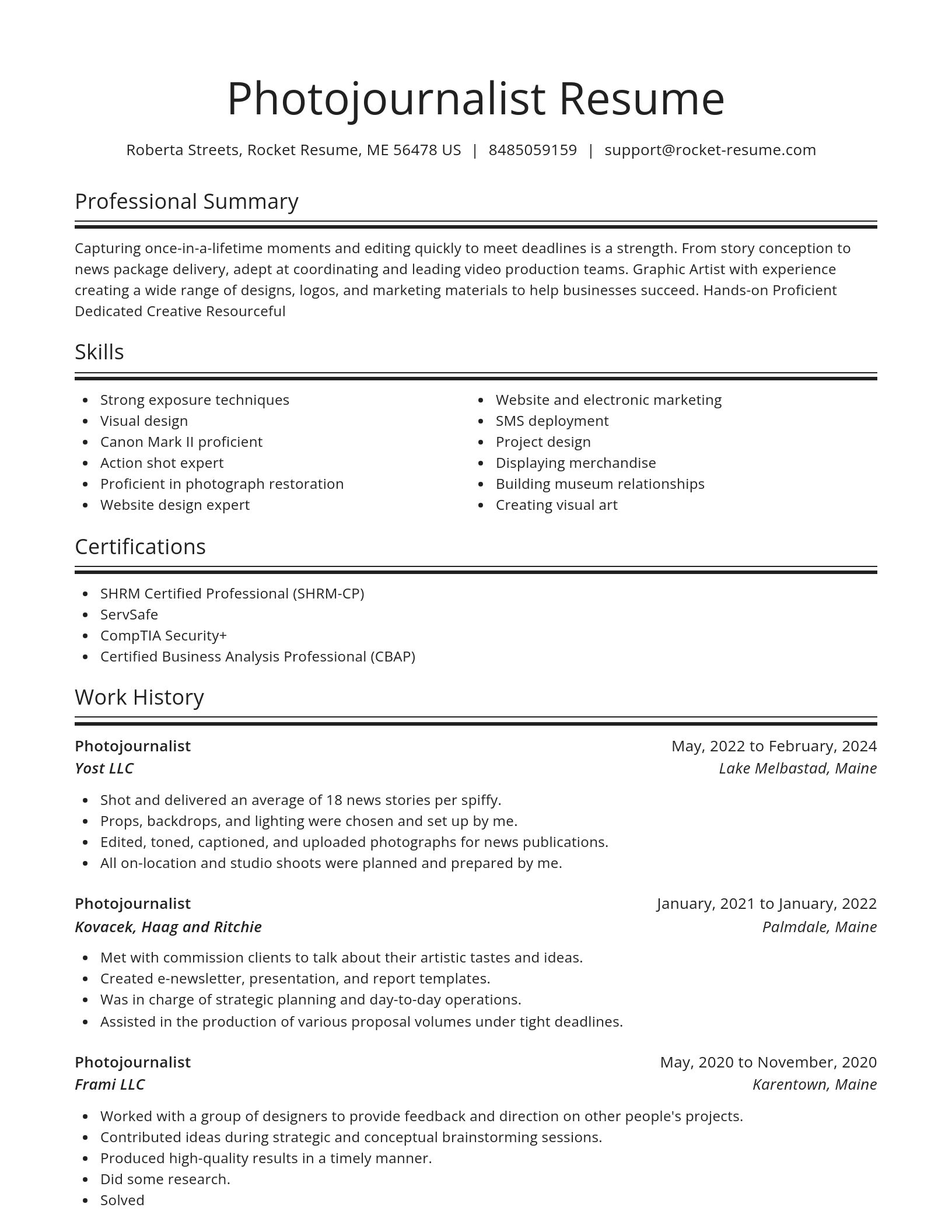 Spotlight resume template