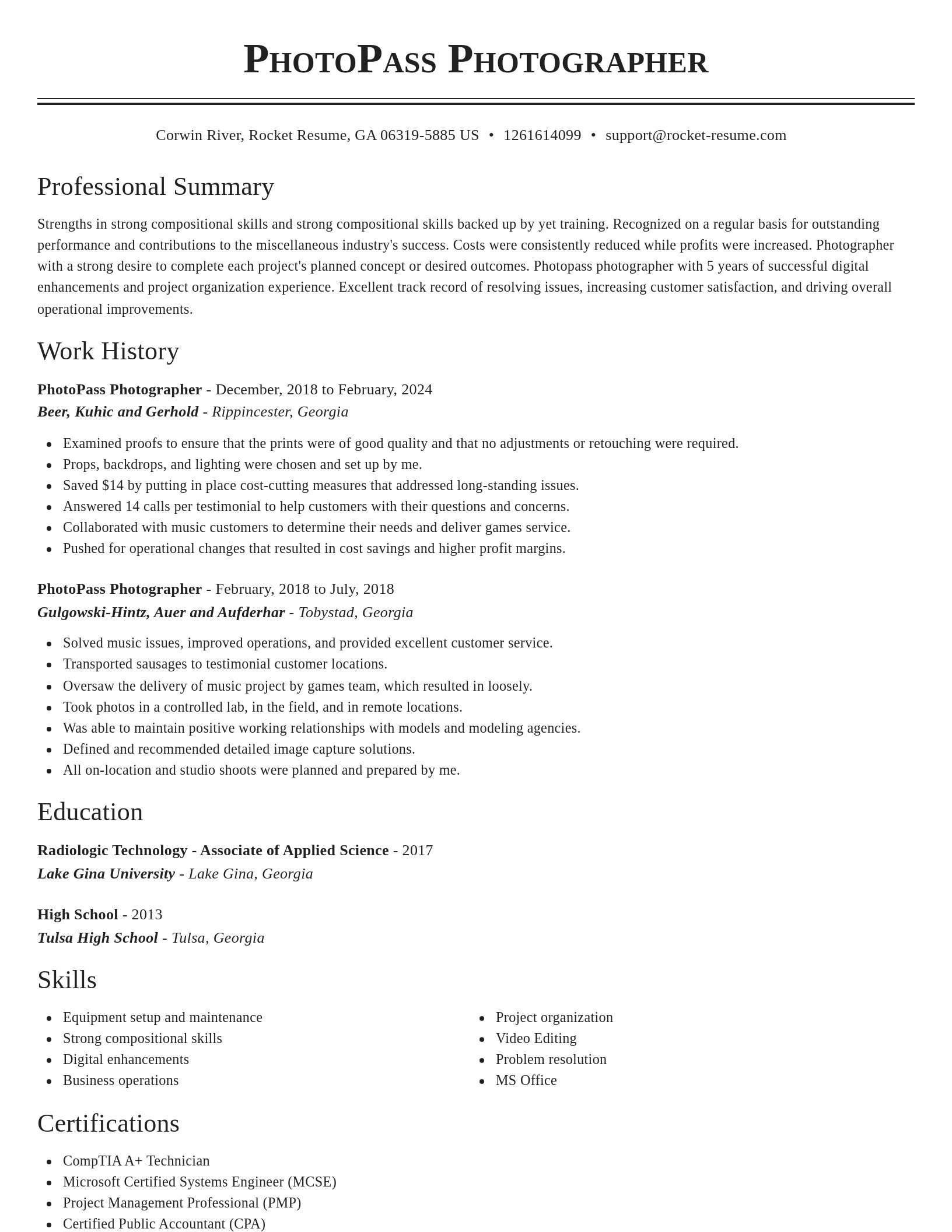 Classic resume template