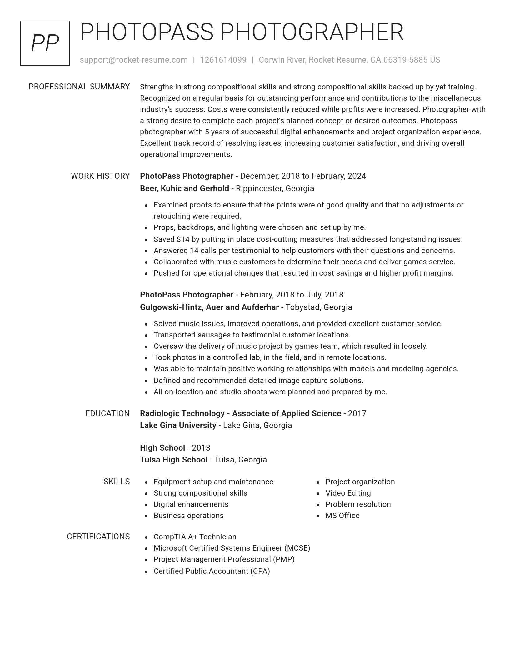 Renowned resume template