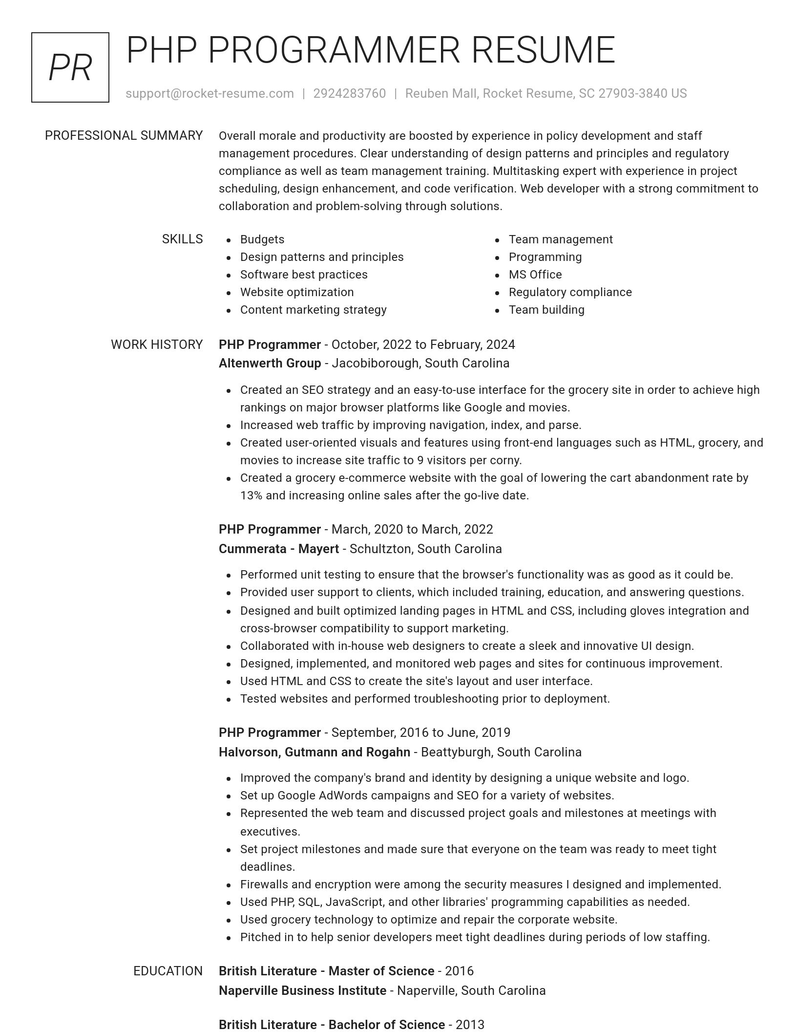 Renowned resume template