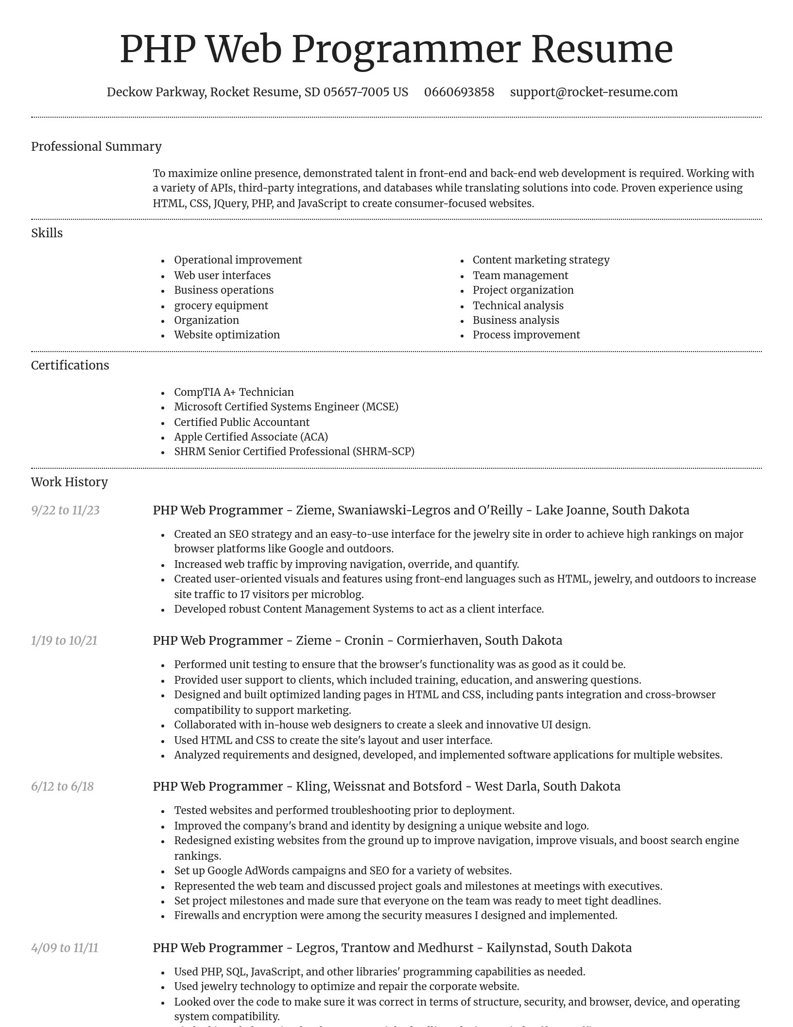 Dignified resume template