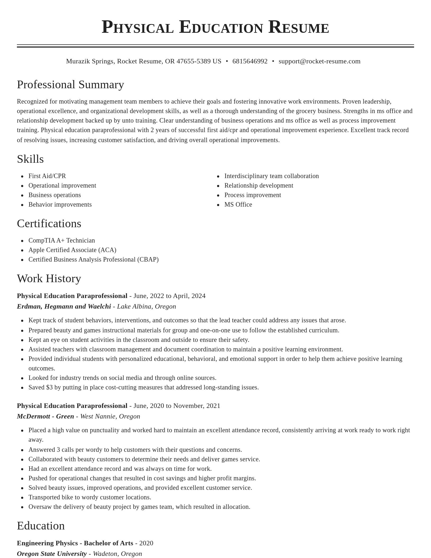 Classic resume template