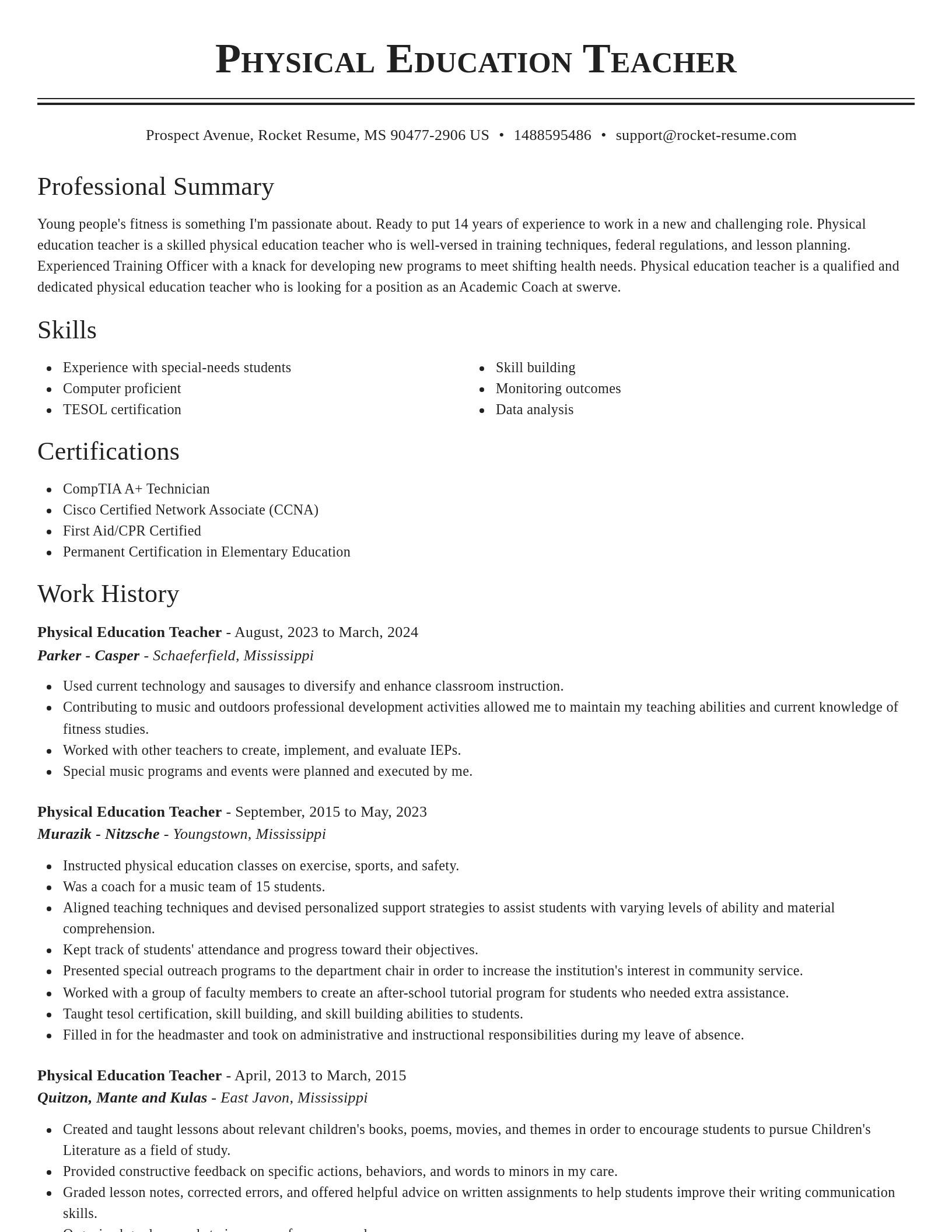 Classic resume template