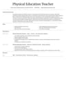 Physical Education Teacher resume template