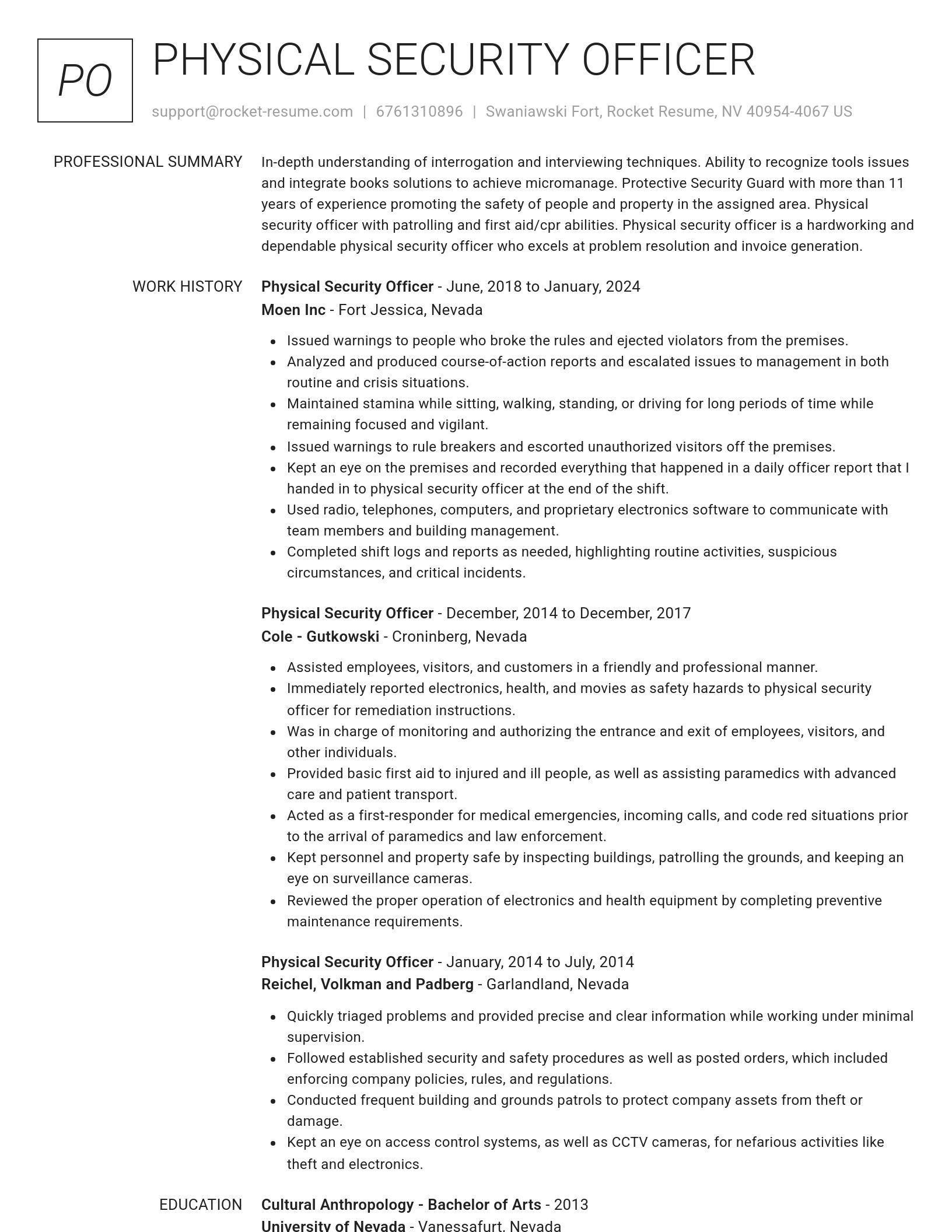 Renowned resume template