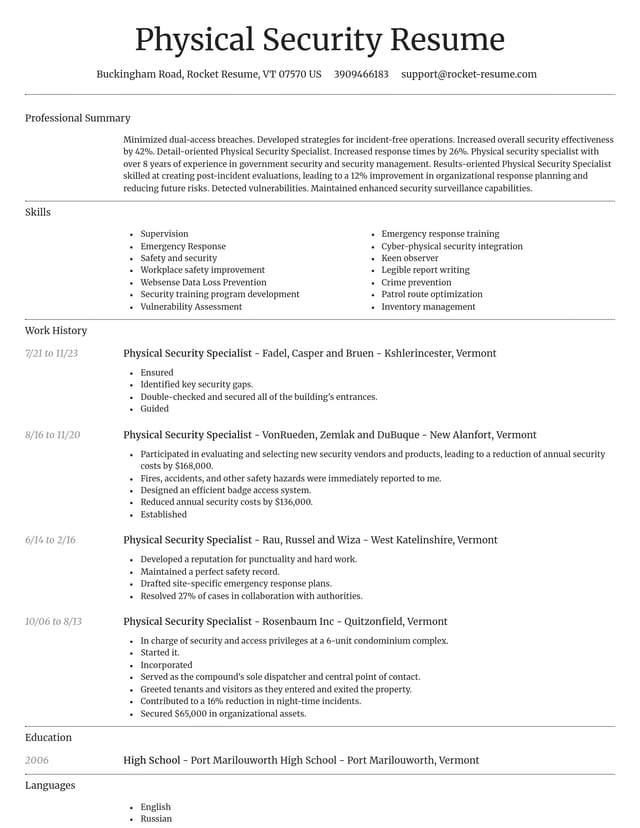 Dignified resume template