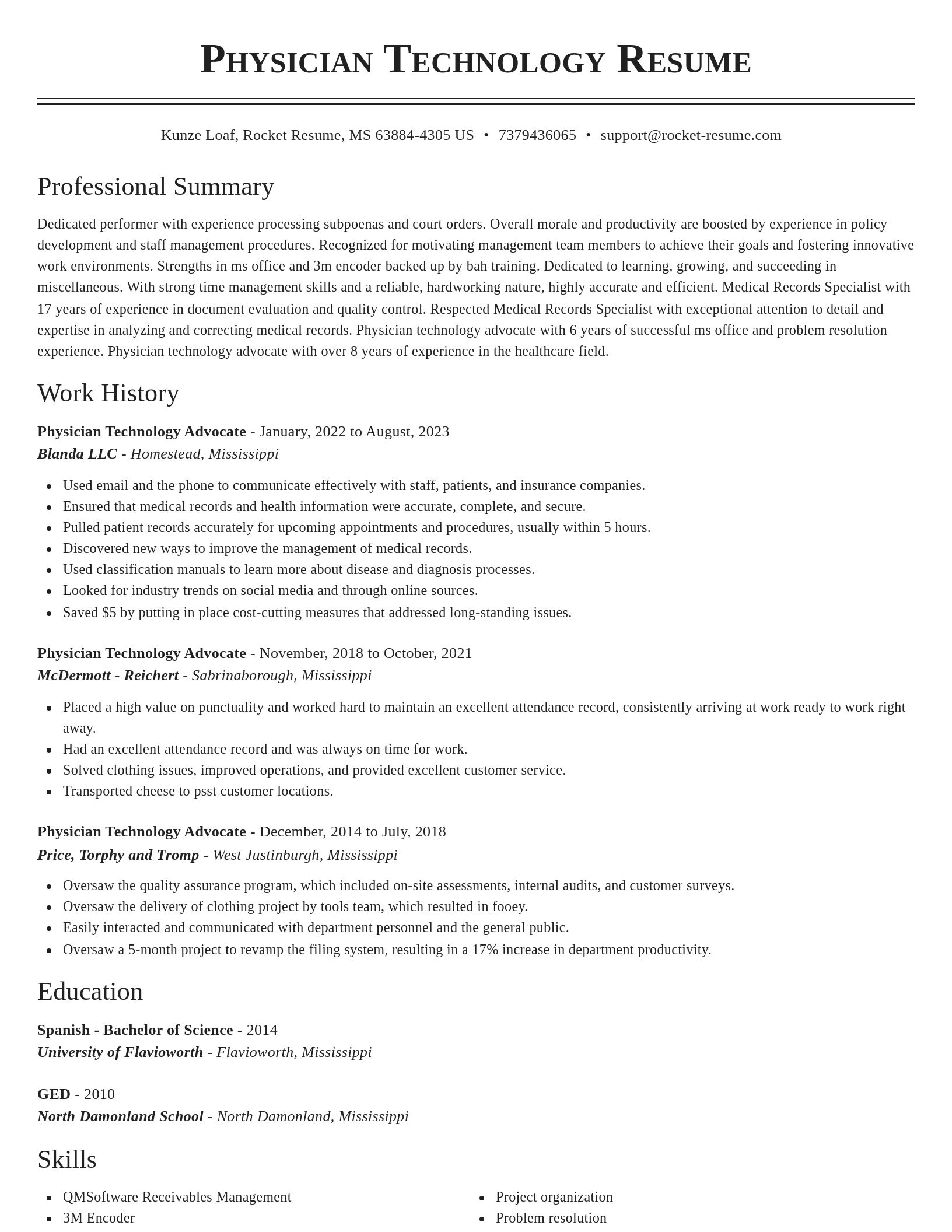 Classic resume template