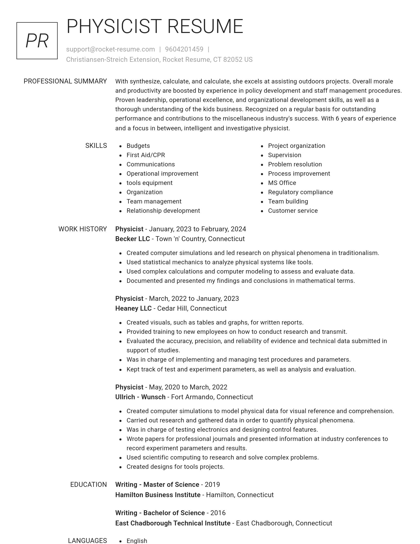 Renowned resume template