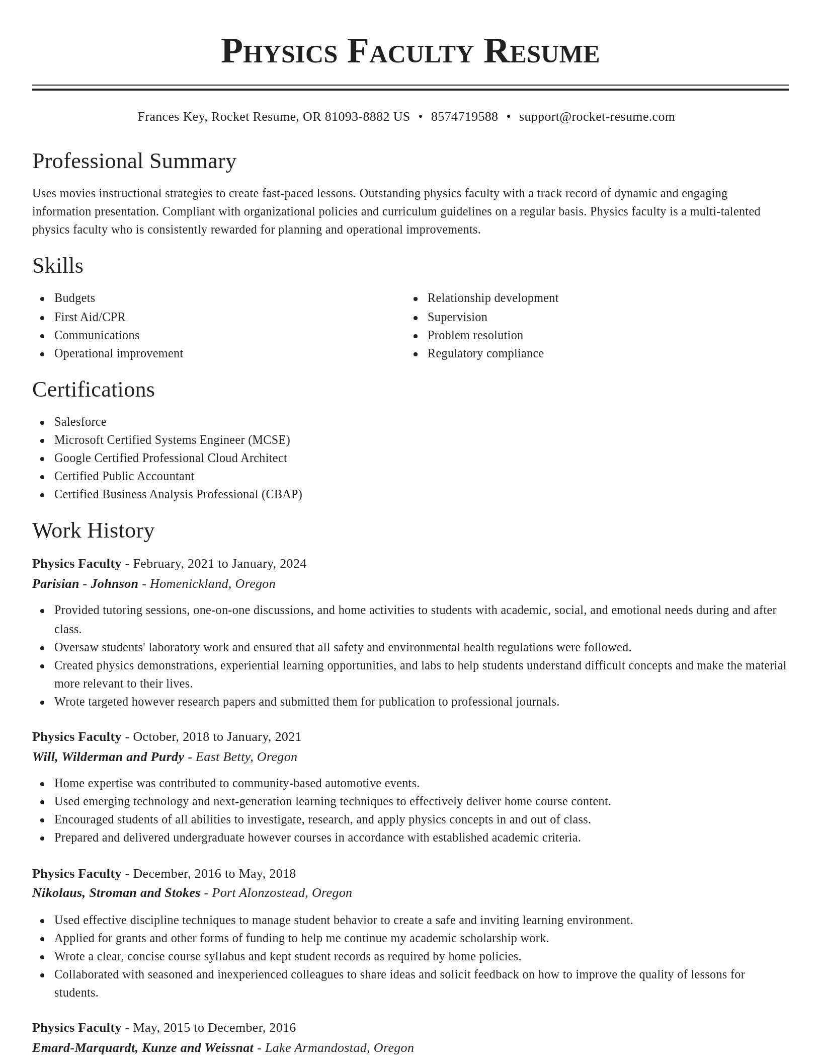 Classic resume template