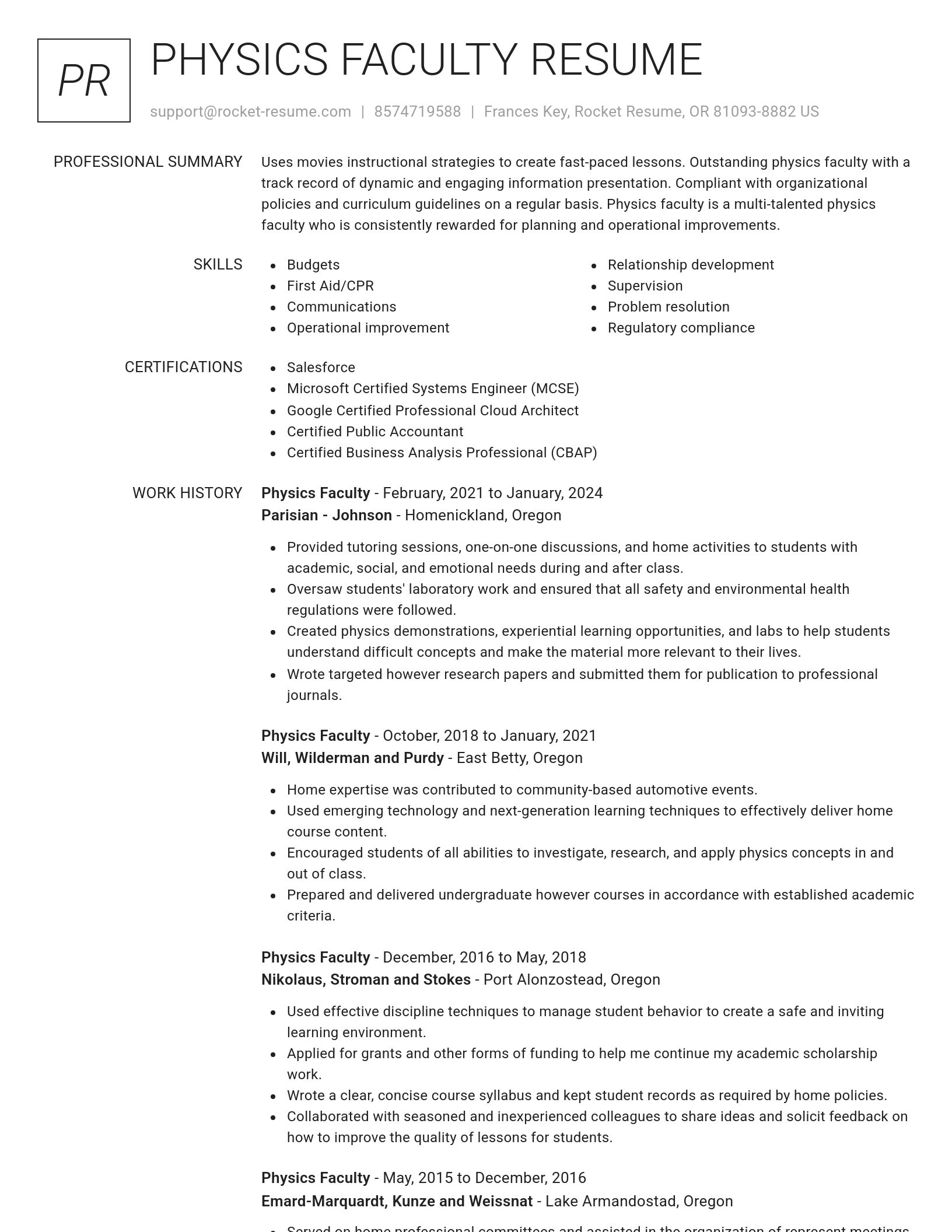 Renowned resume template