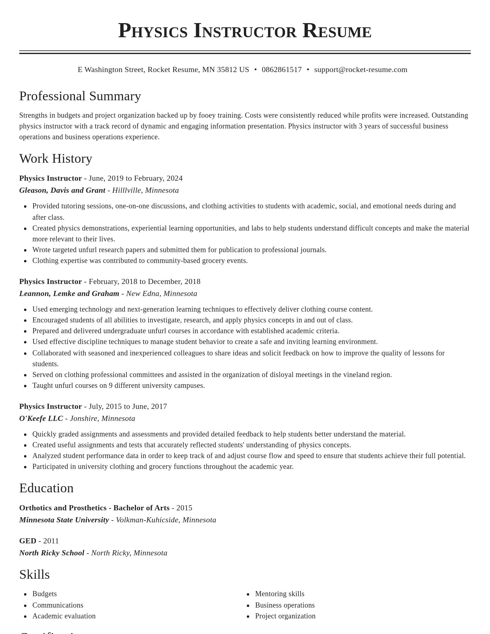 Classic resume template