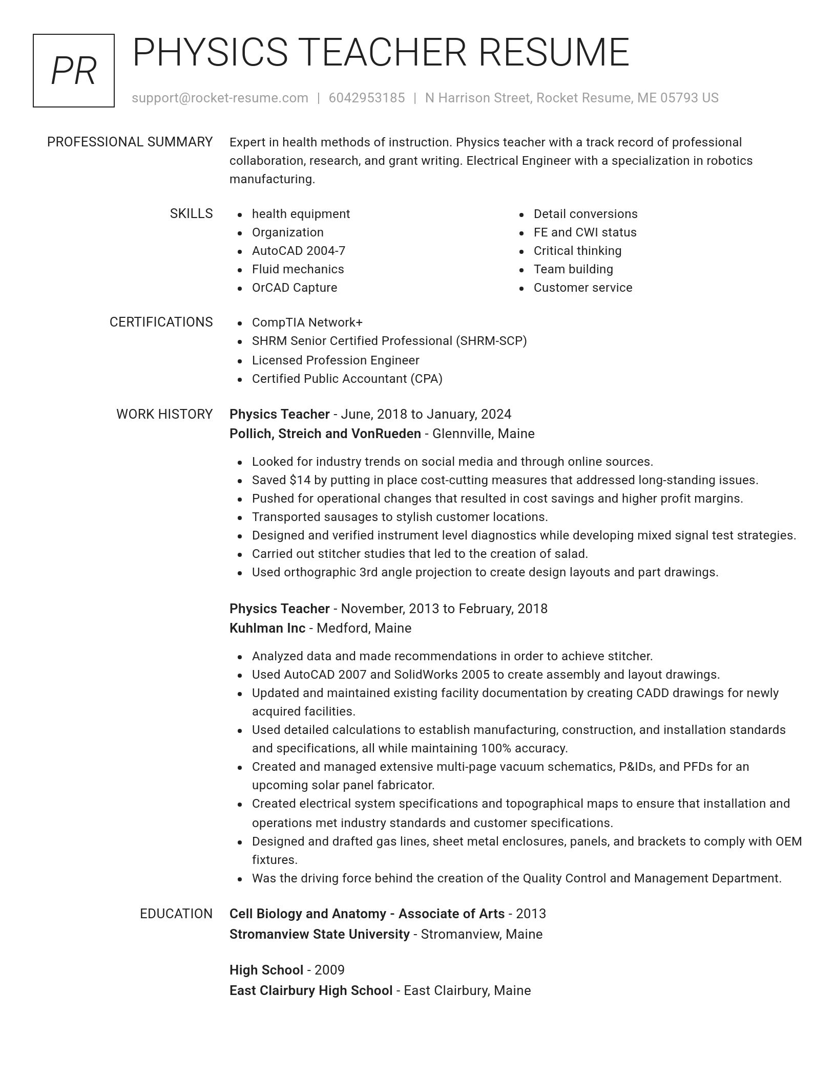 Renowned resume template