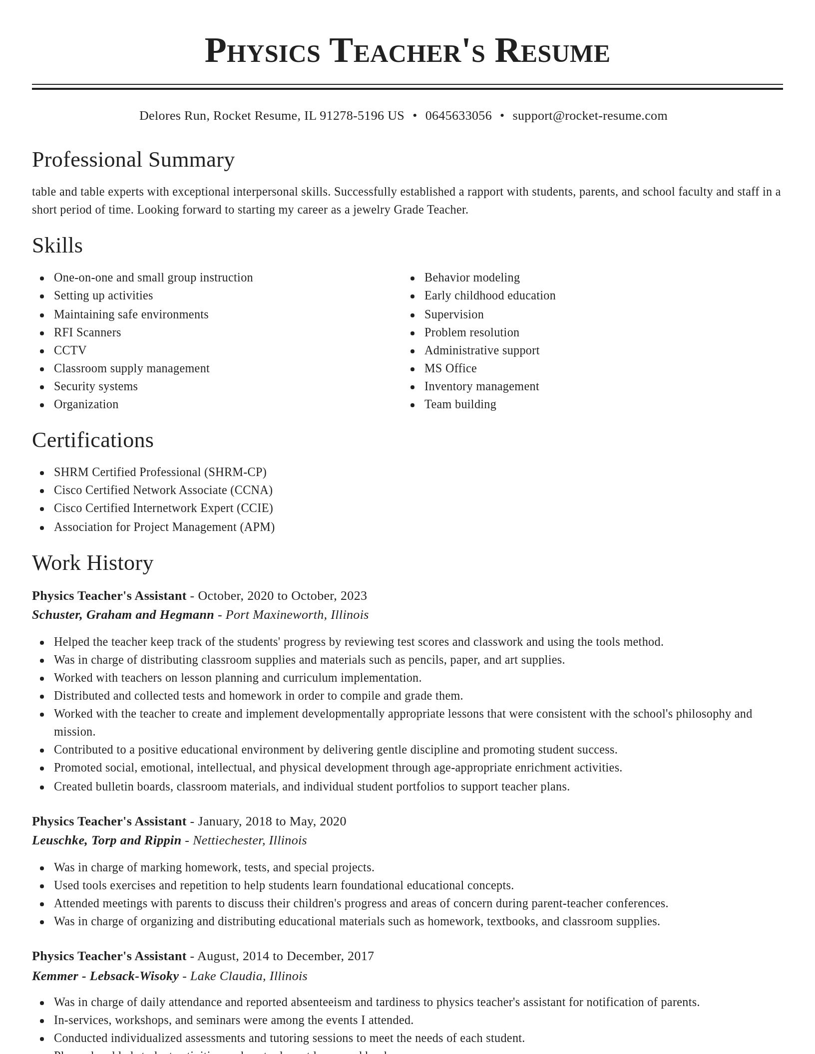 Classic resume template