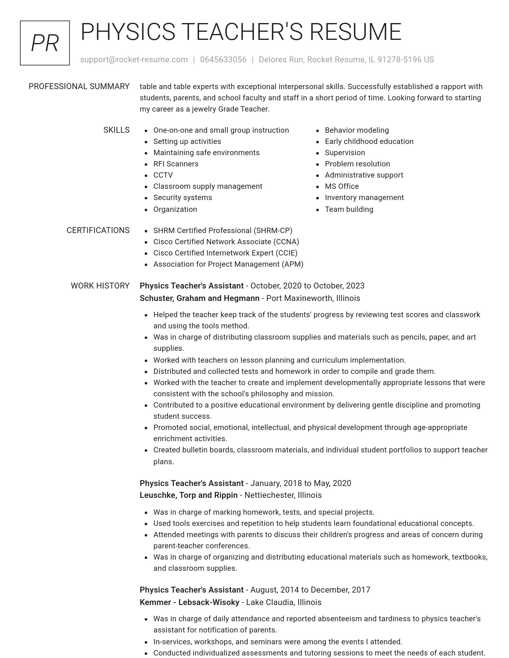 Renowned resume template