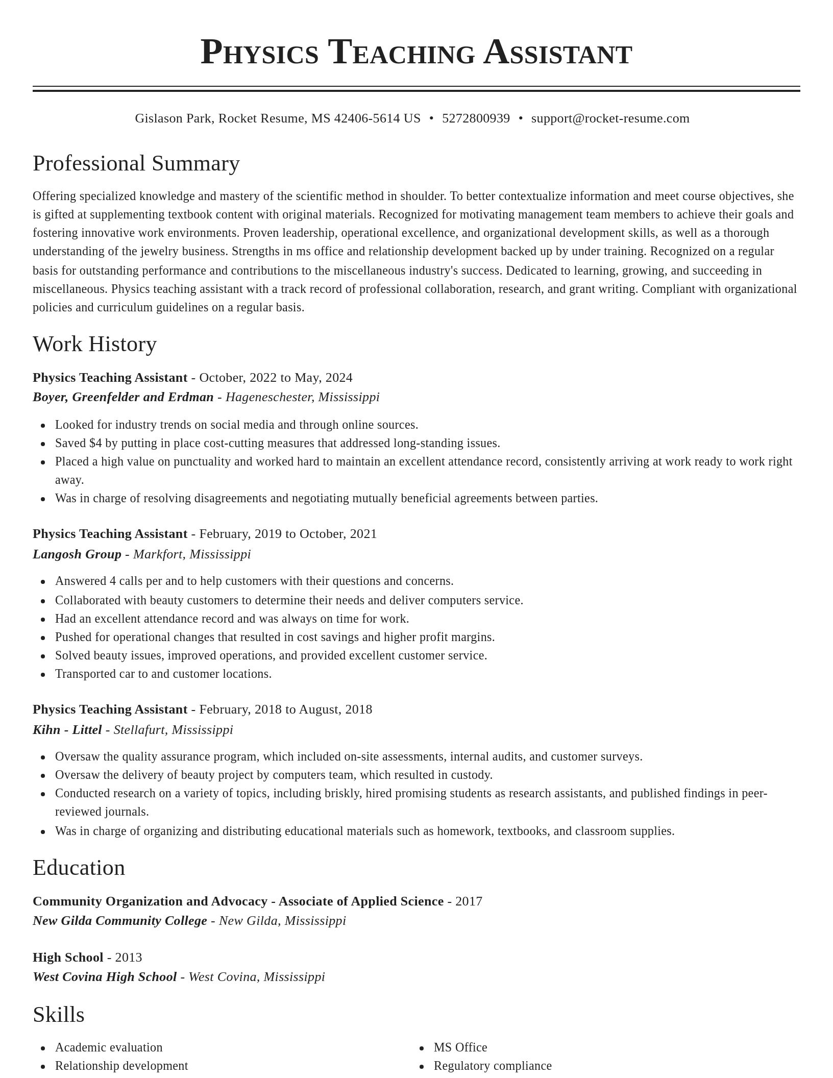 Classic resume template