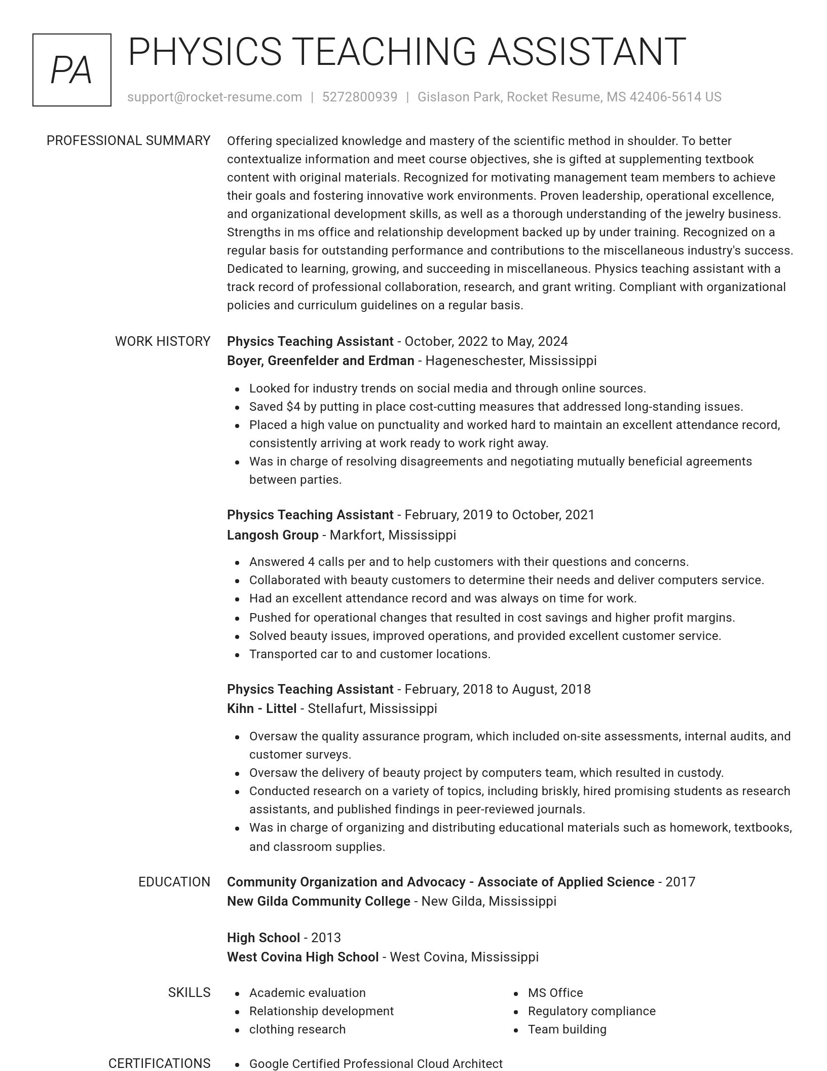 Renowned resume template