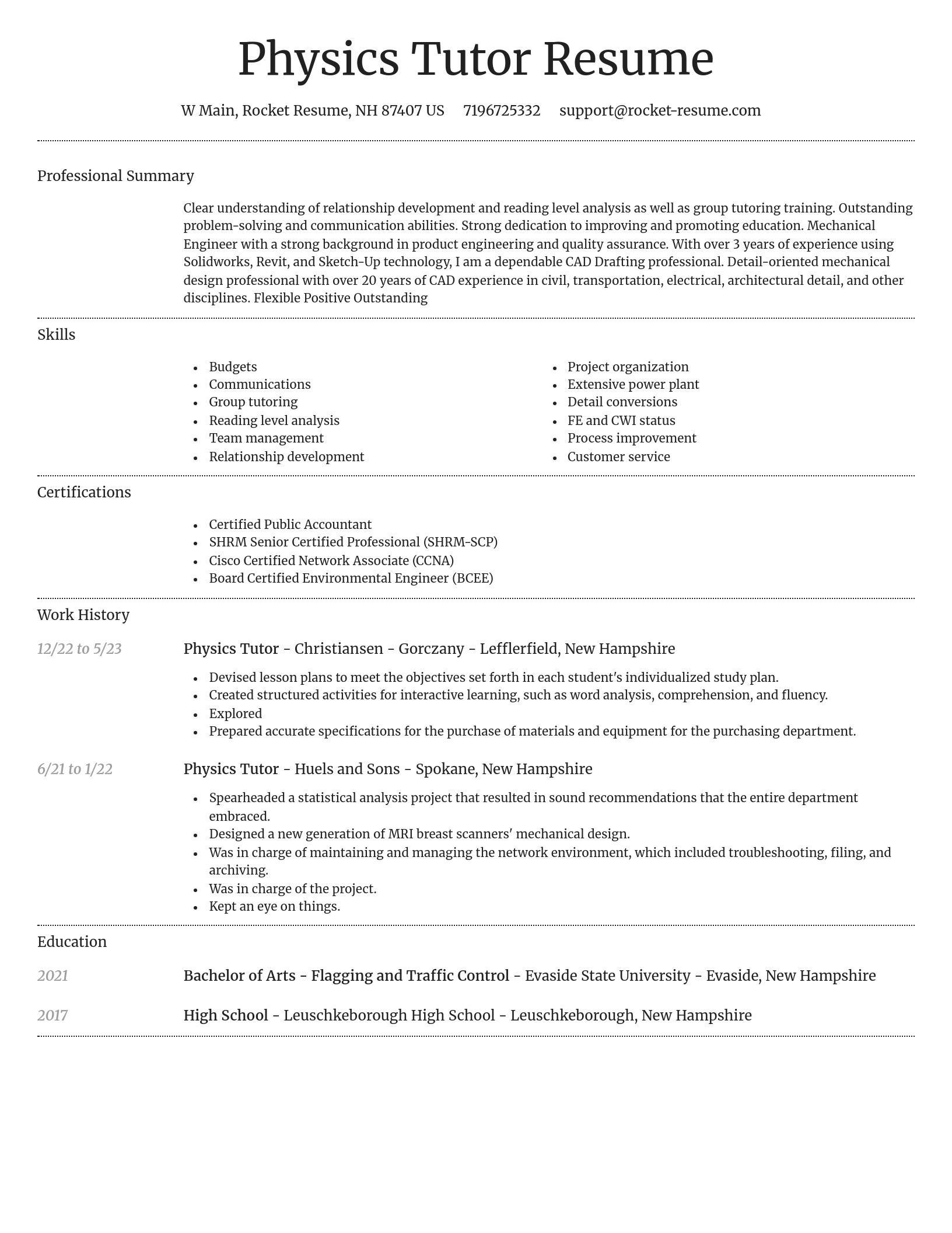 Dignified resume template