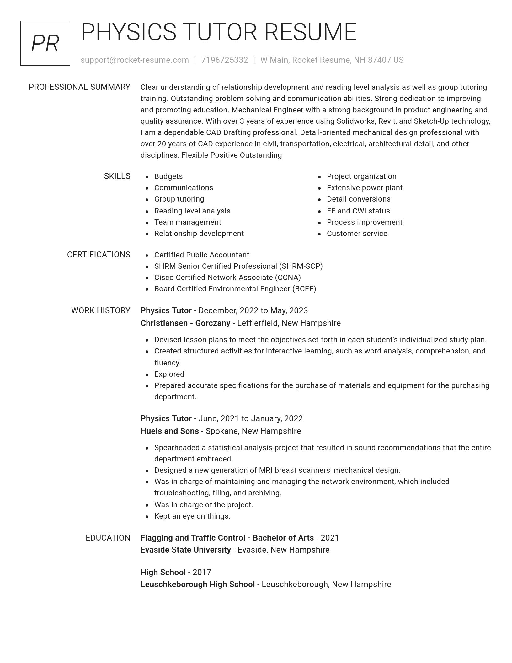 Renowned resume template